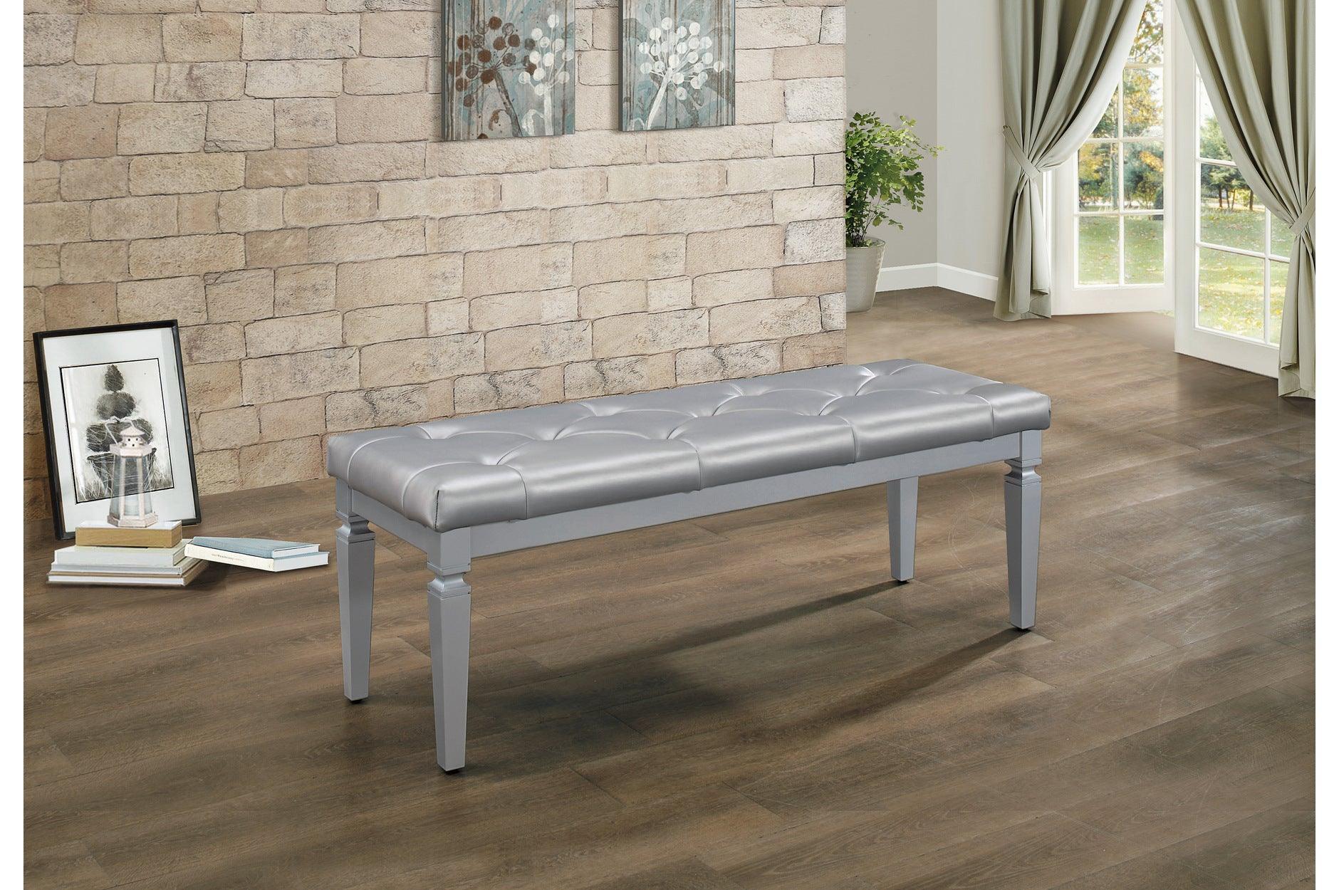 Allura Silver Faux Leather Tufted LED Panel Bedroom Set - Image 3