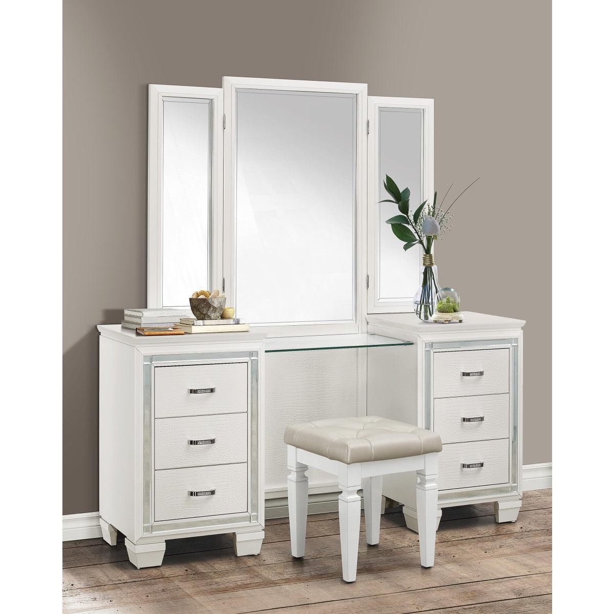 Allura White Faux Vanity Dresser With Mirror - Image 3