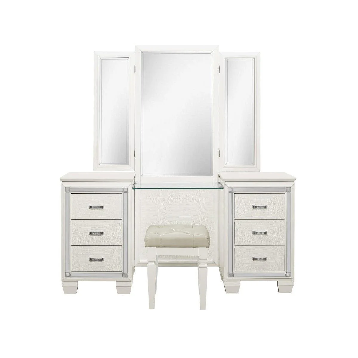 Allura White Faux Vanity Dresser With Mirror - Image 2