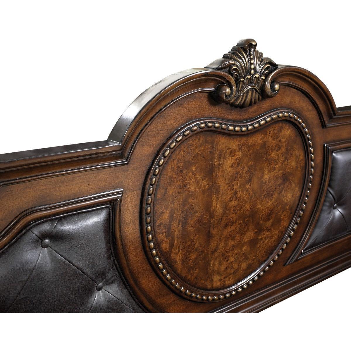 Antoinetta Brown Cherry Faux Leather Tufted Panel Queen Bed - Image 3