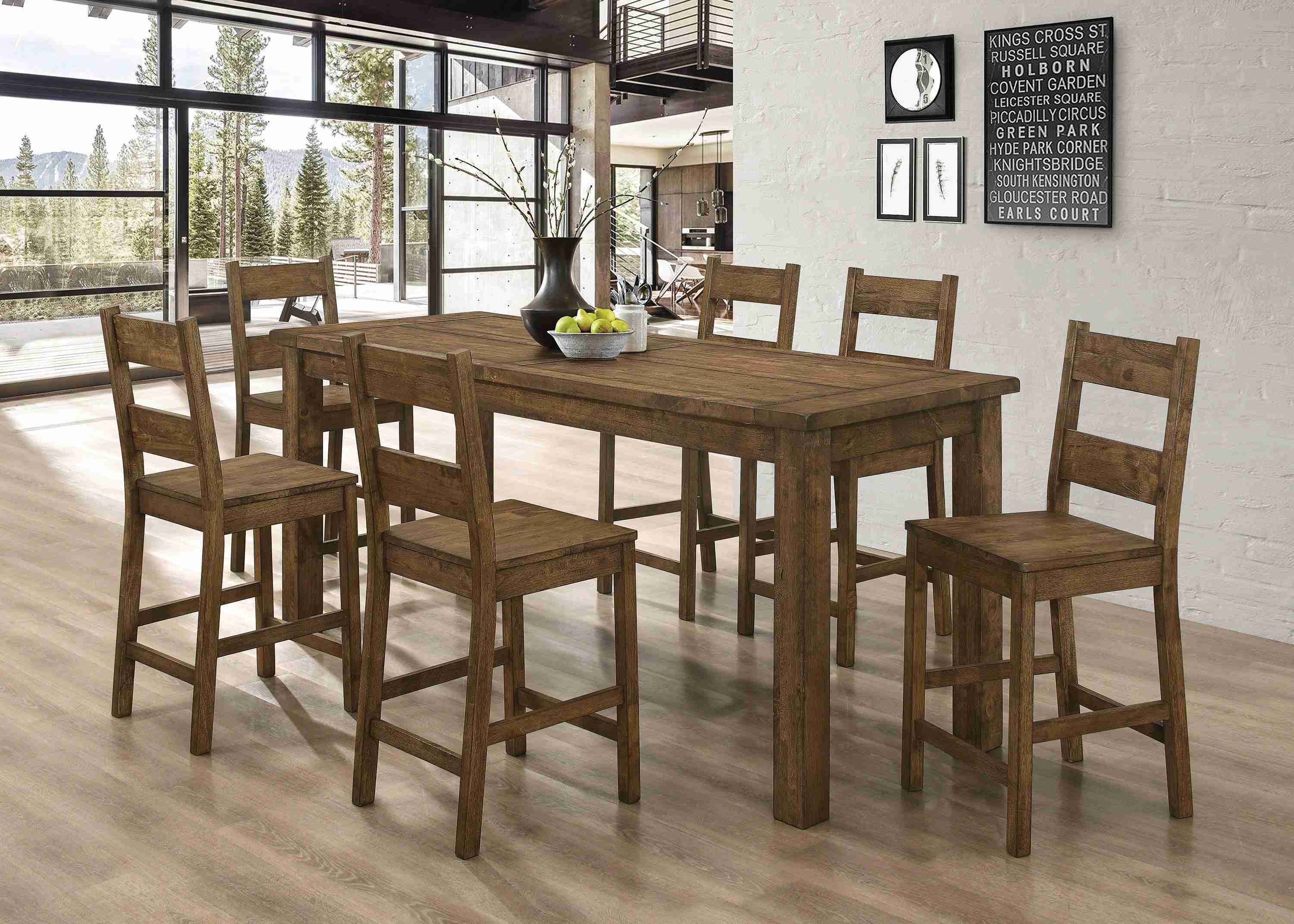 Coleman Rustic Golden Brown Rectangular Counter Height Set - Image 2