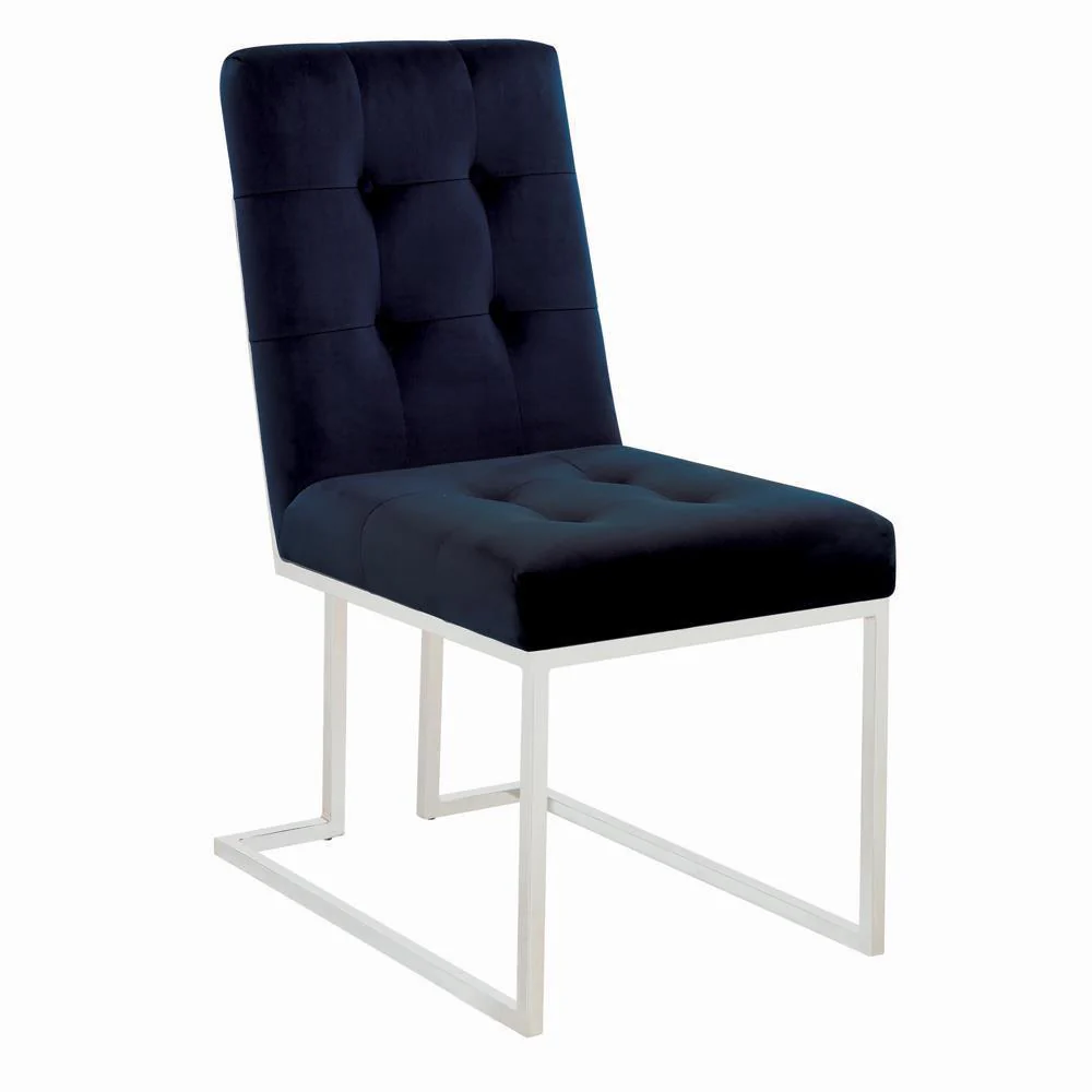 Cisco Upholstered Dining Chairs Ink Blue Chrome (Set of 2) - Image 1