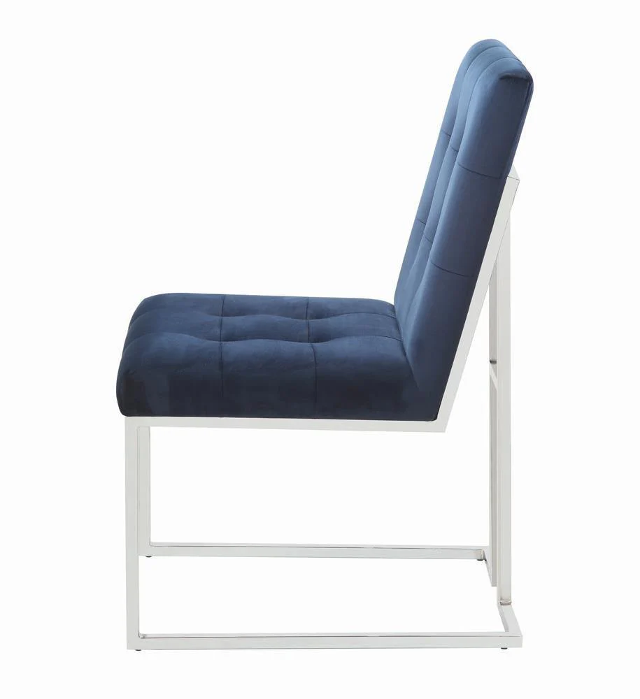 Cisco Upholstered Dining Chairs Ink Blue Chrome (Set of 2) - Image 2