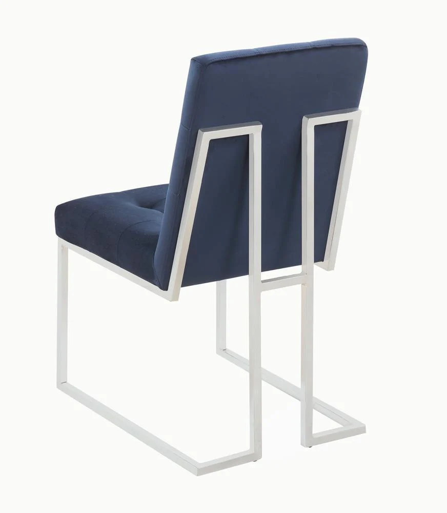 Cisco Upholstered Dining Chairs Ink Blue Chrome (Set of 2) - Image 3