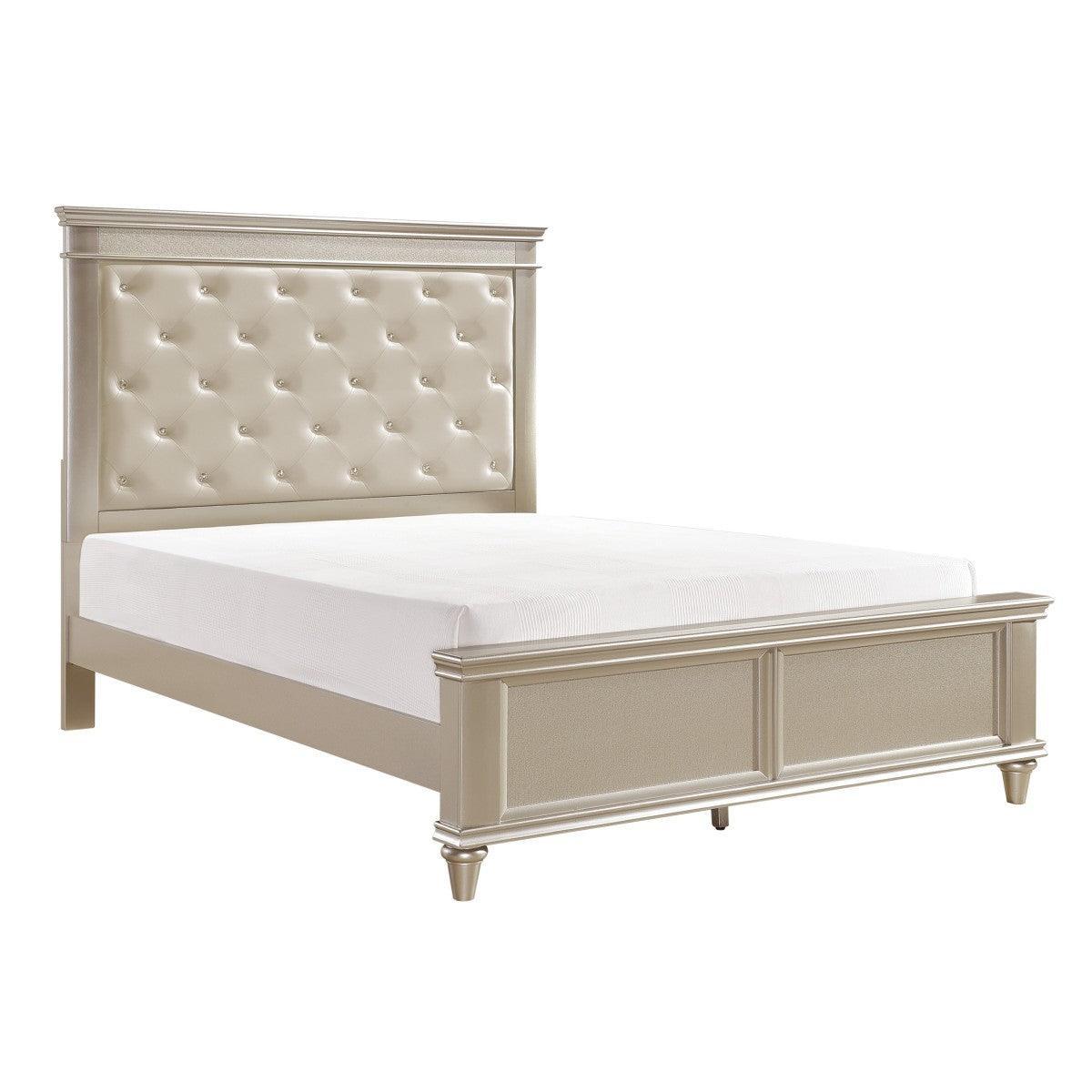 Celandine Silver Faux Leather Tufted Panel Queen Bed - Image 2