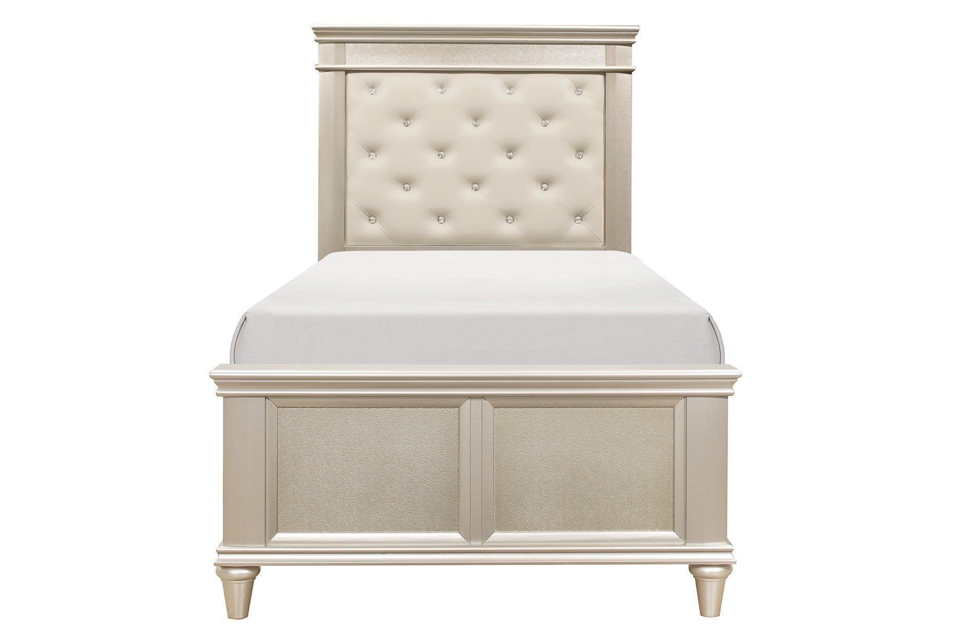 Celandine Pearl Embossed Faux Leather Tufted Bedroom Set - Image 3