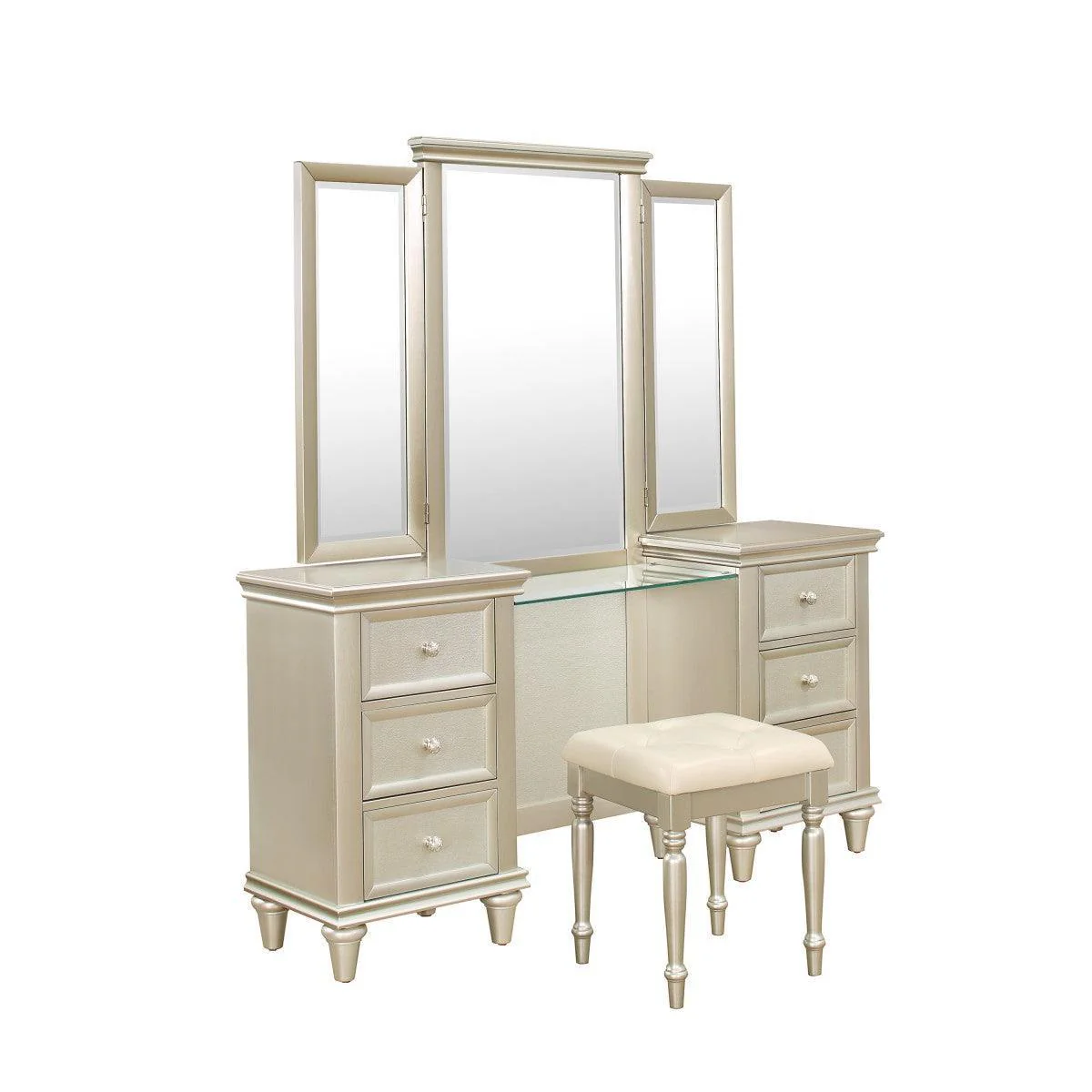 Celandine Silver Vanity Dresser With Mirror - Image 2