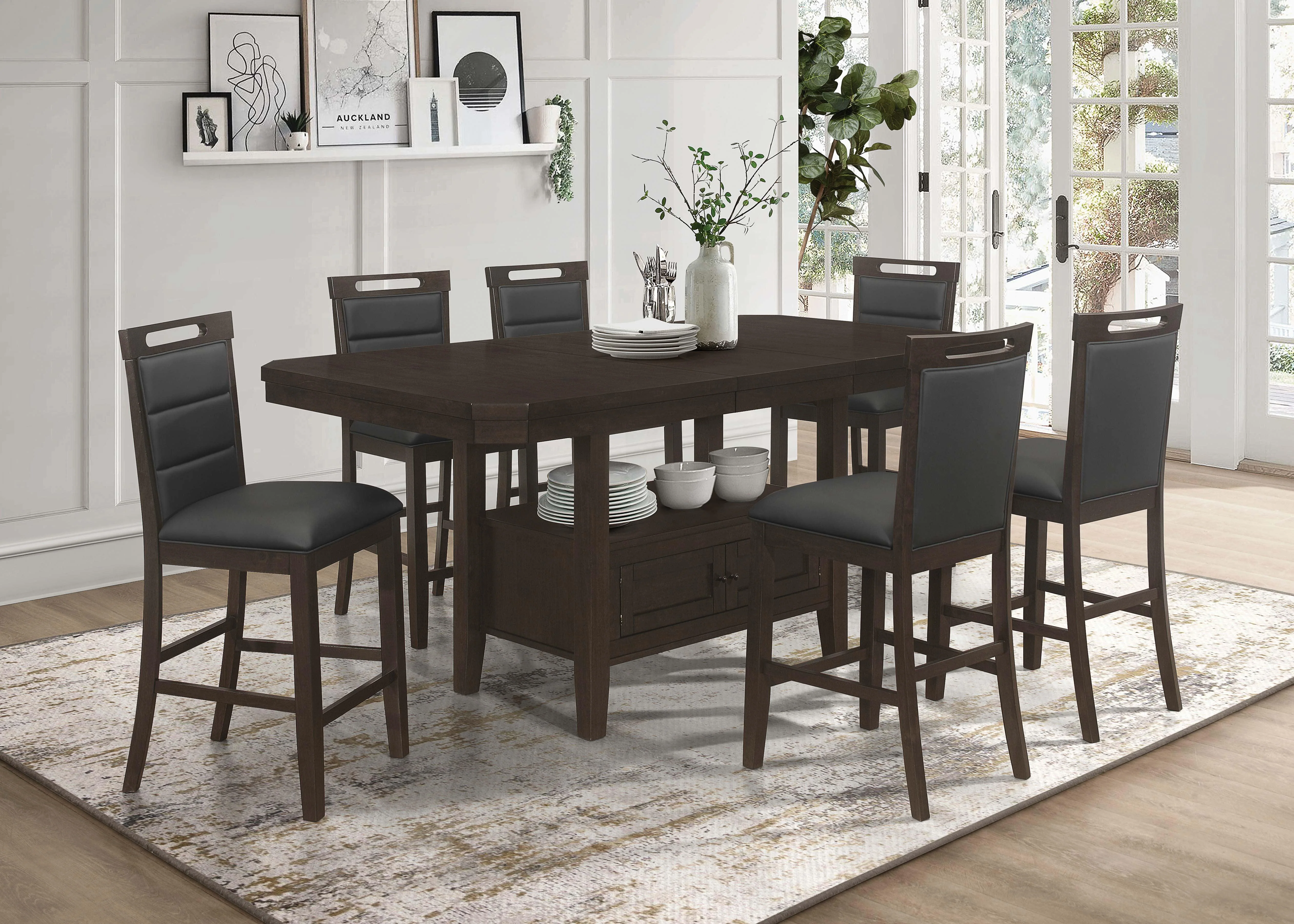 Prentiss Extendable Rectangular Counter Height Table With Butterfly Leaf Cappuccino - Image 2