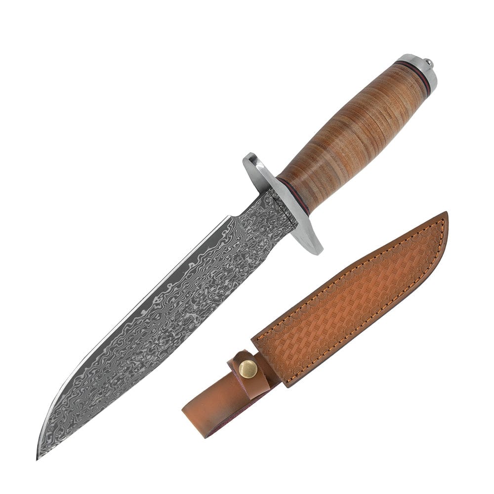 Honor – Damascus Stacked Leather Survival Knife
