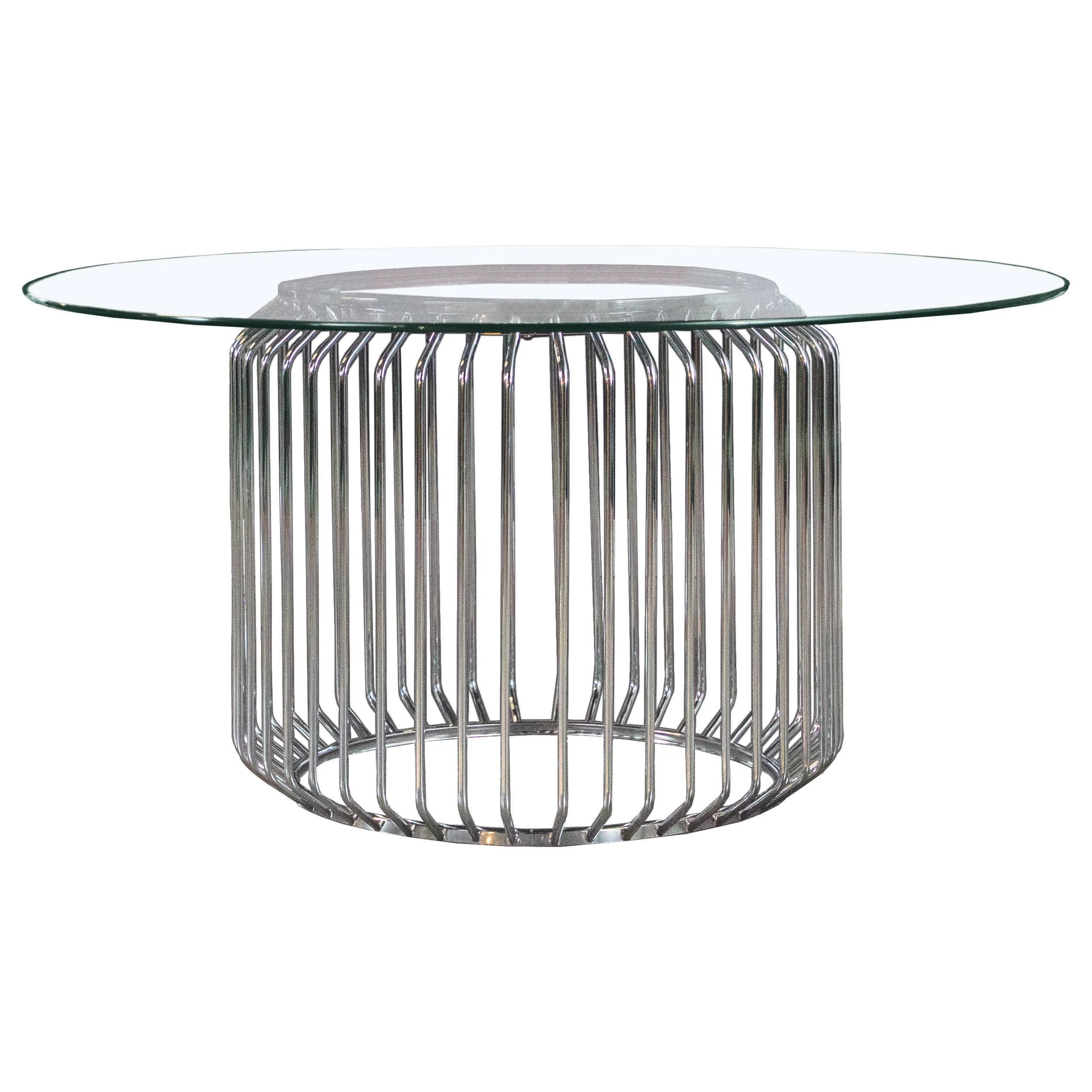 Veena Silver Round Glass Top Dining Room Set - Image 3