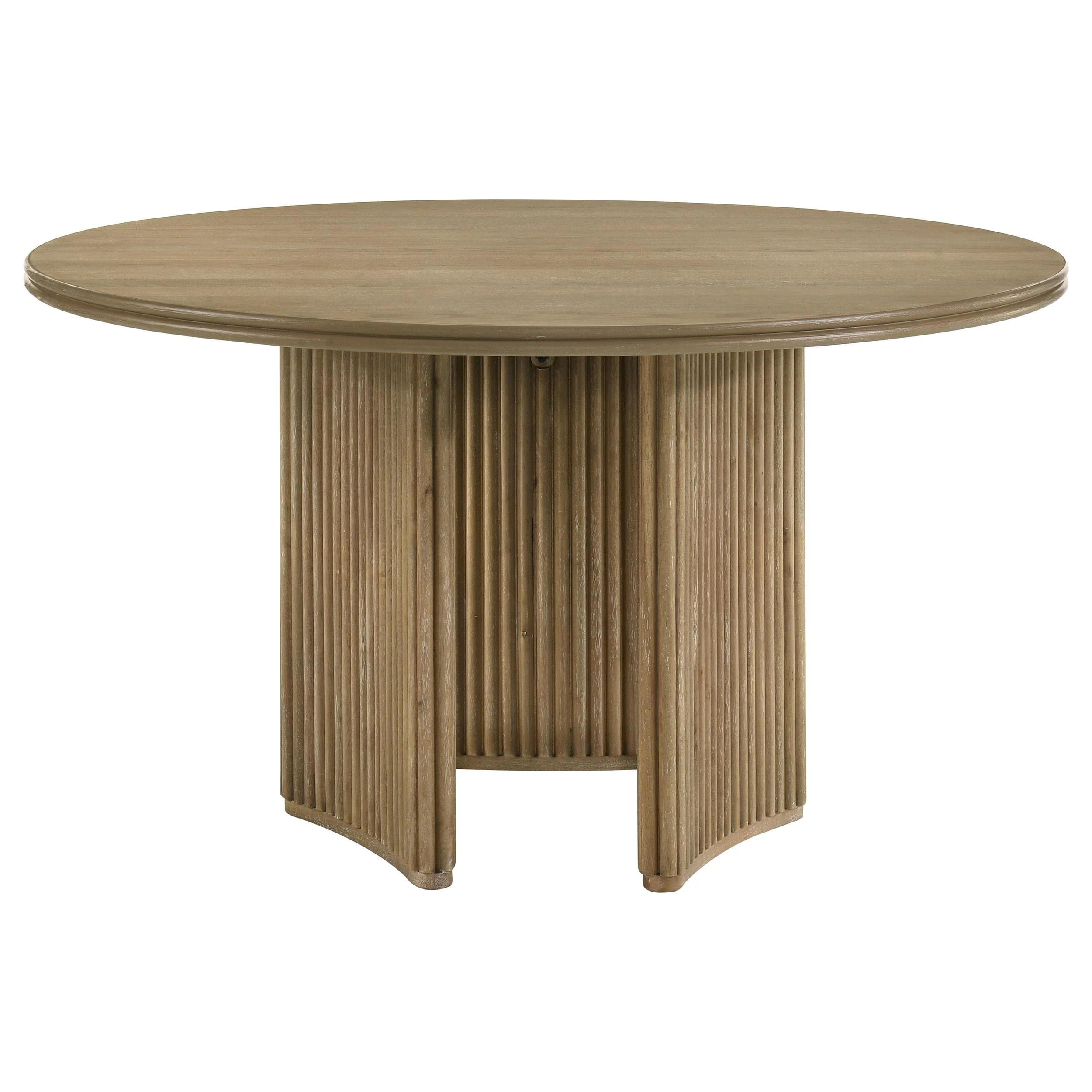 Adina 53-inch Round Wood Dining Table Distressed Light Brown - Image 3