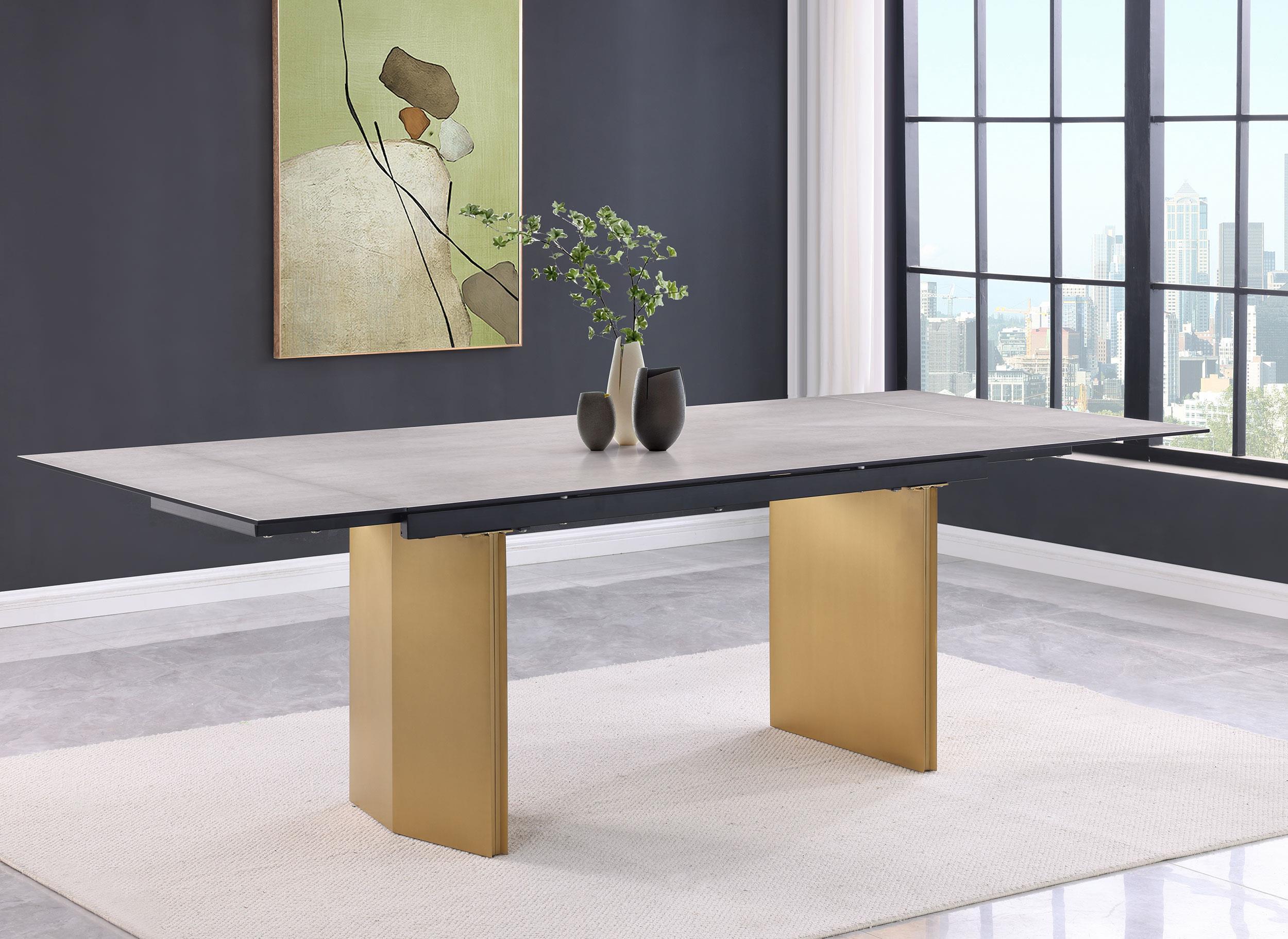 Vesa 97-inch Glass Top Extension Dining Table Beige - Image 3