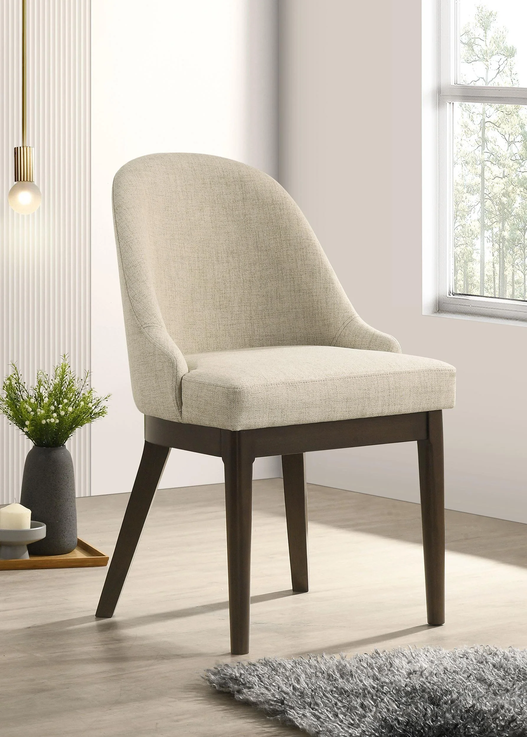 Reseda Upholstered Dining Side Chair Beige (Set of 2) - Image 2