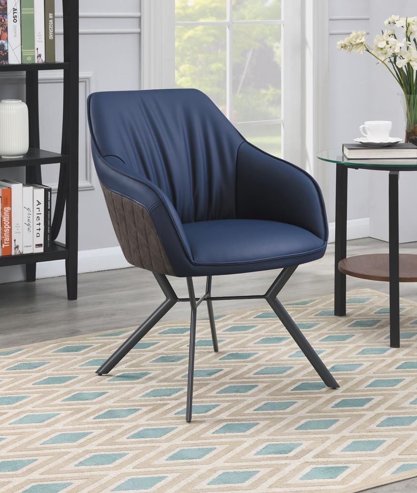 Trevon Upholstered Tufted Side Chairs (Set of 2) Blue Brown - Image 1