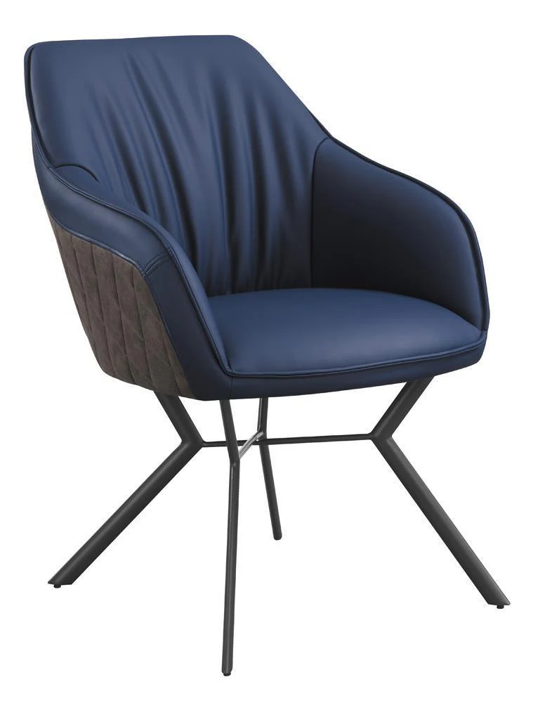 Trevon Upholstered Tufted Side Chairs (Set of 2) Blue Brown - Image 2
