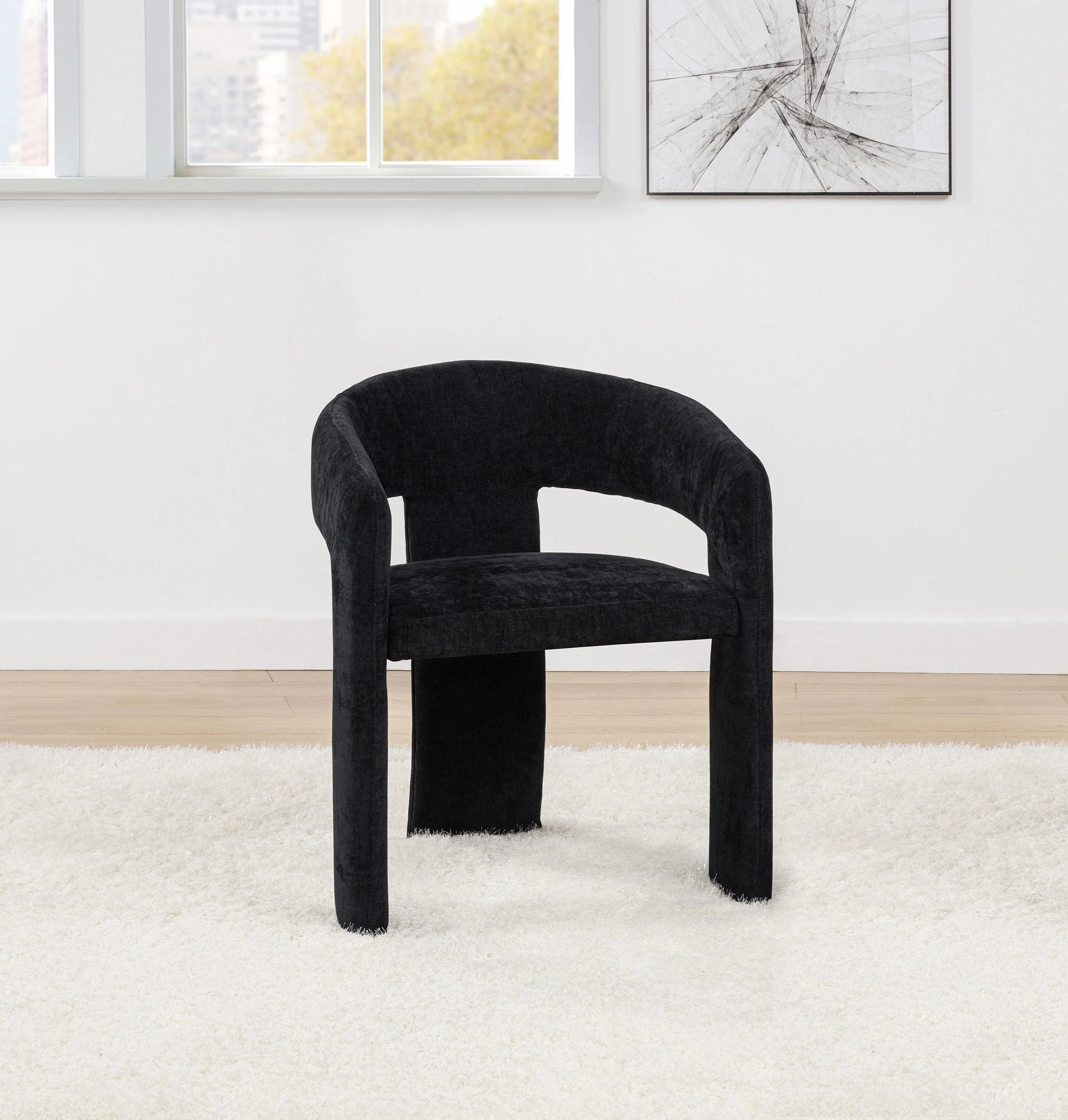 Carlow Upholstered Dining Arm Chair Black (Set of 2) - Image 2