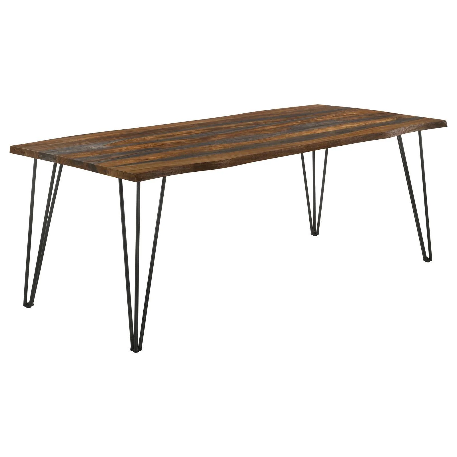 Neve Live edge Dining Table With Hairpin Legs Sheesham Gray Gunmetal - Image 1