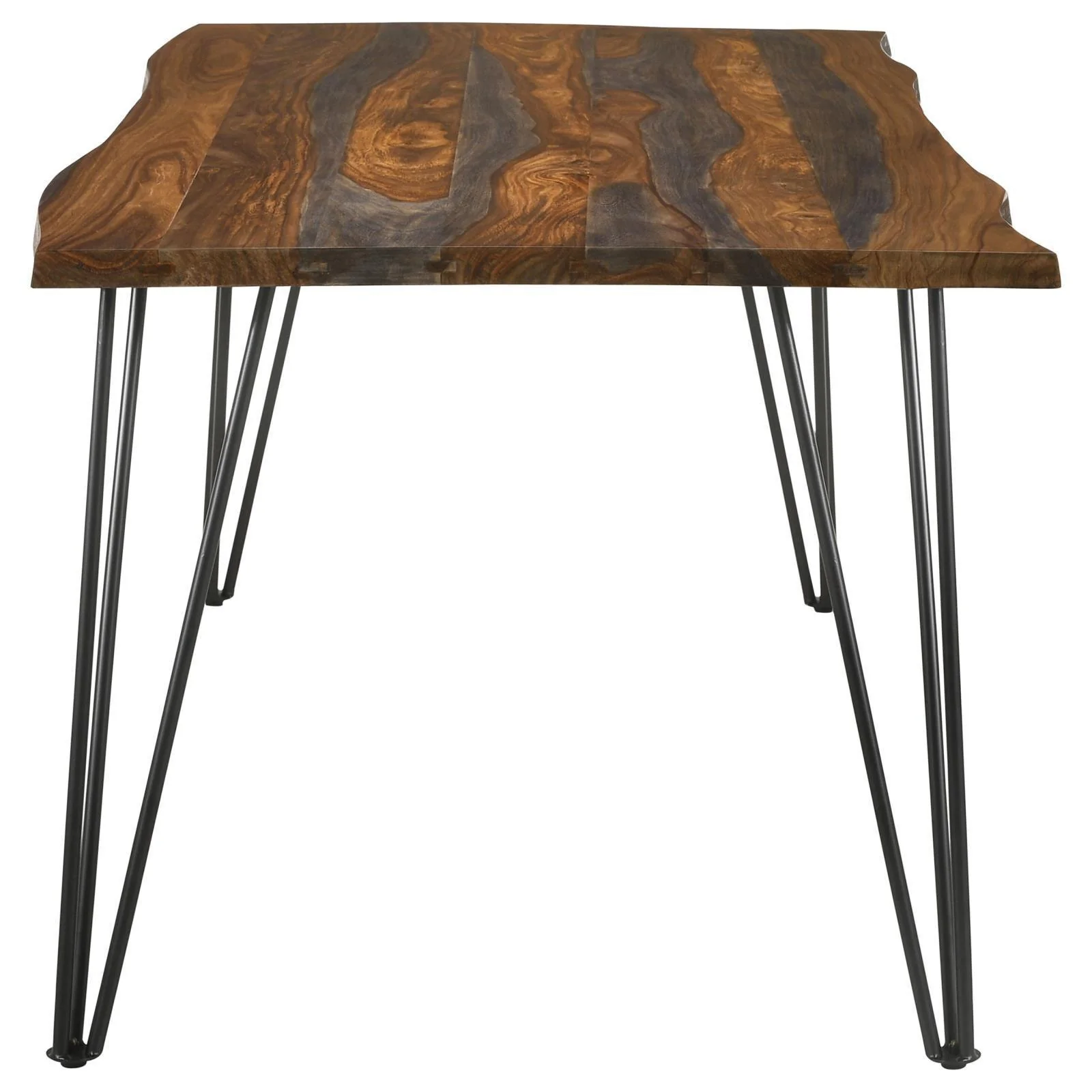 Neve Live edge Dining Table With Hairpin Legs Sheesham Gray Gunmetal - Image 3