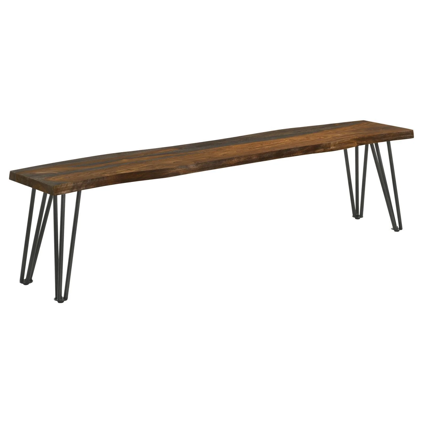 Neve Live edge Dining Bench With Hairpin Legs Sheesham Gray Gunmetal - Image 2
