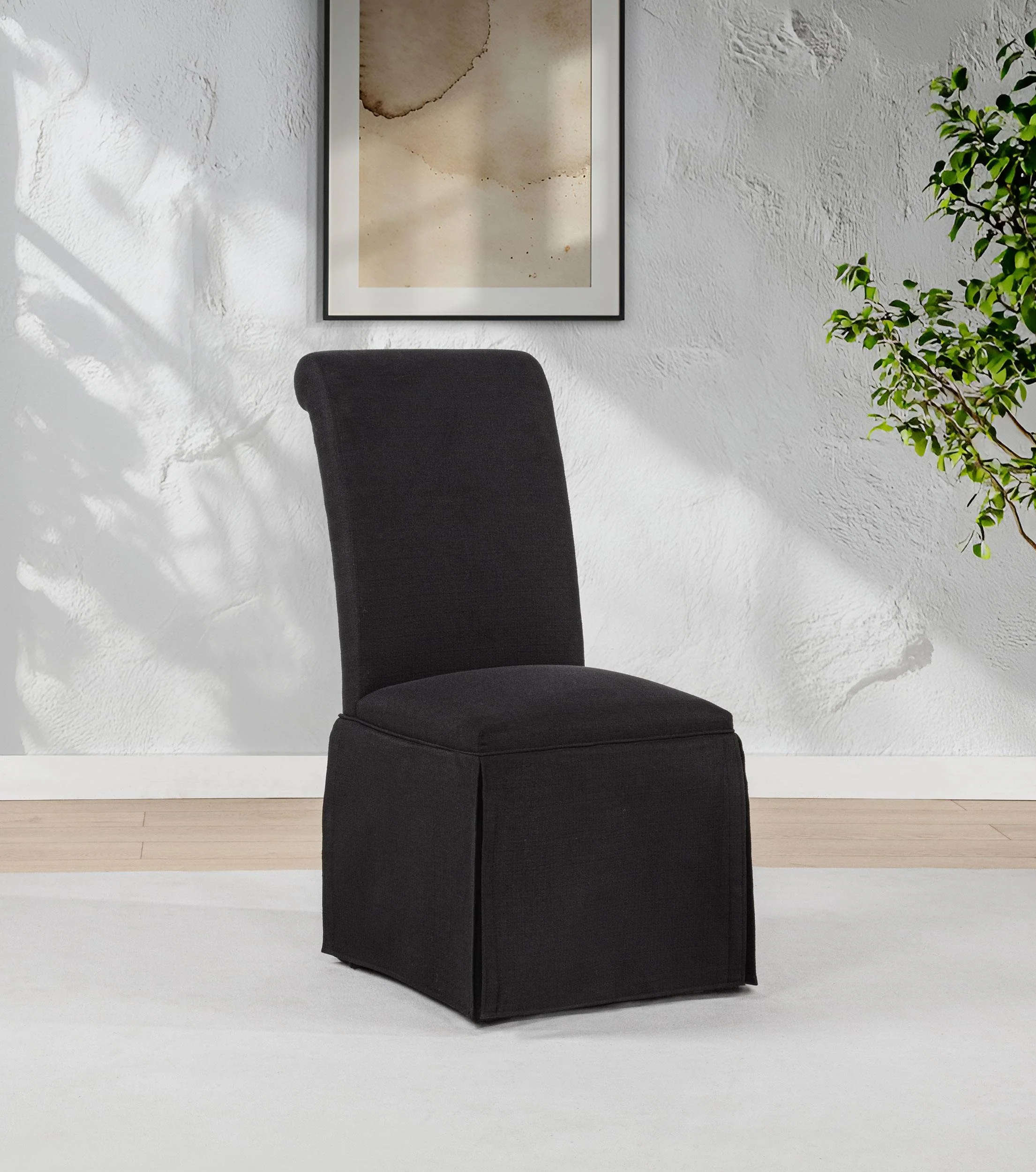 Shawna Upholstered Skirted Side Chair Black (Set of 2) - Image 2
