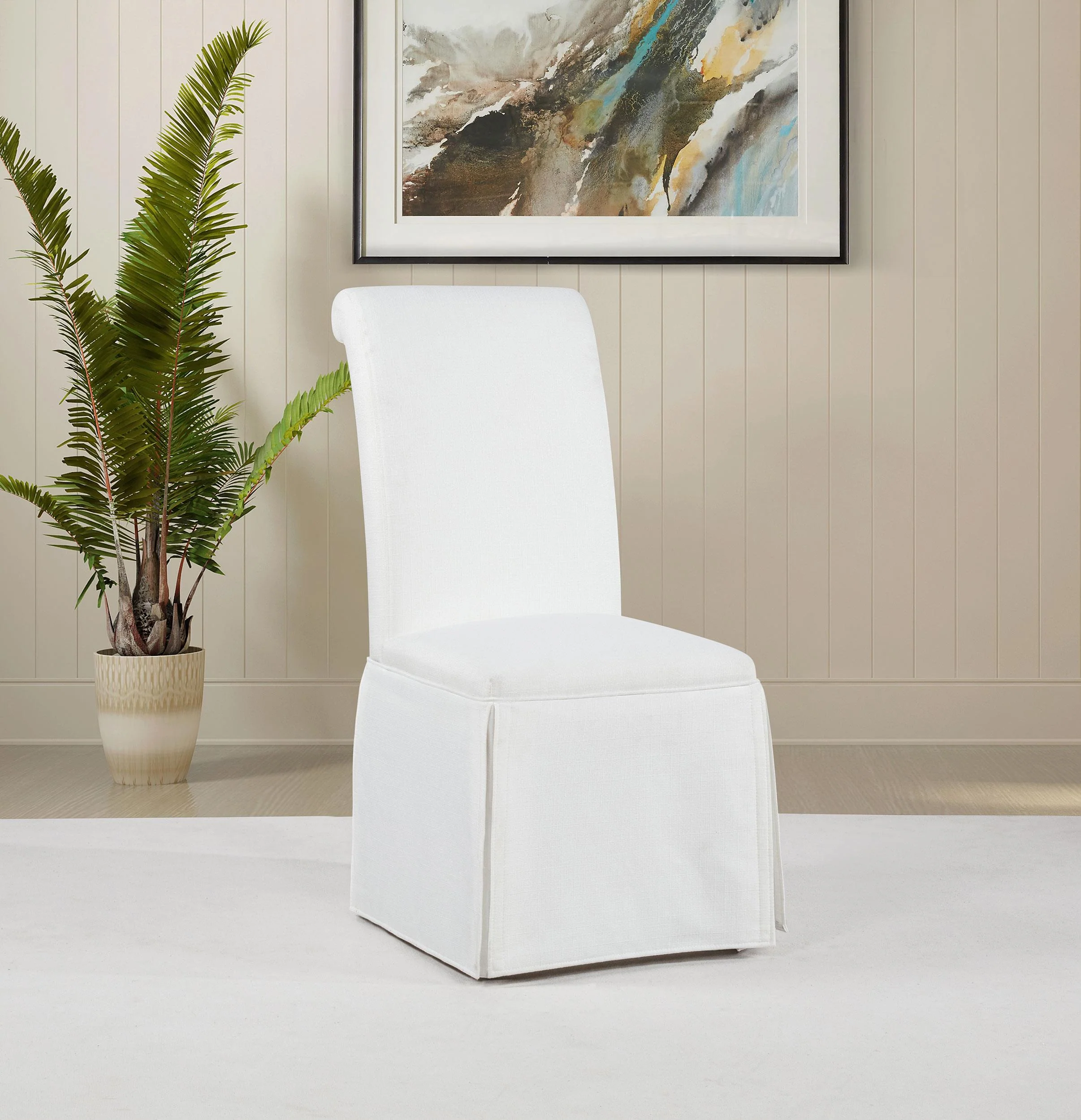 Shawna Upholstered Skirted Side Chair White (Set of 2) - Image 2