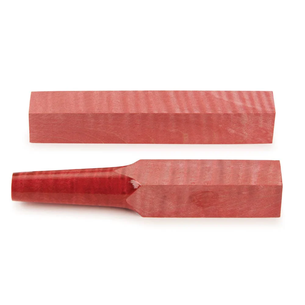 Stabilized & Dyed Curly Maple Pen Blank - 3/4" x 3/4" x 5" - Red - Image 1