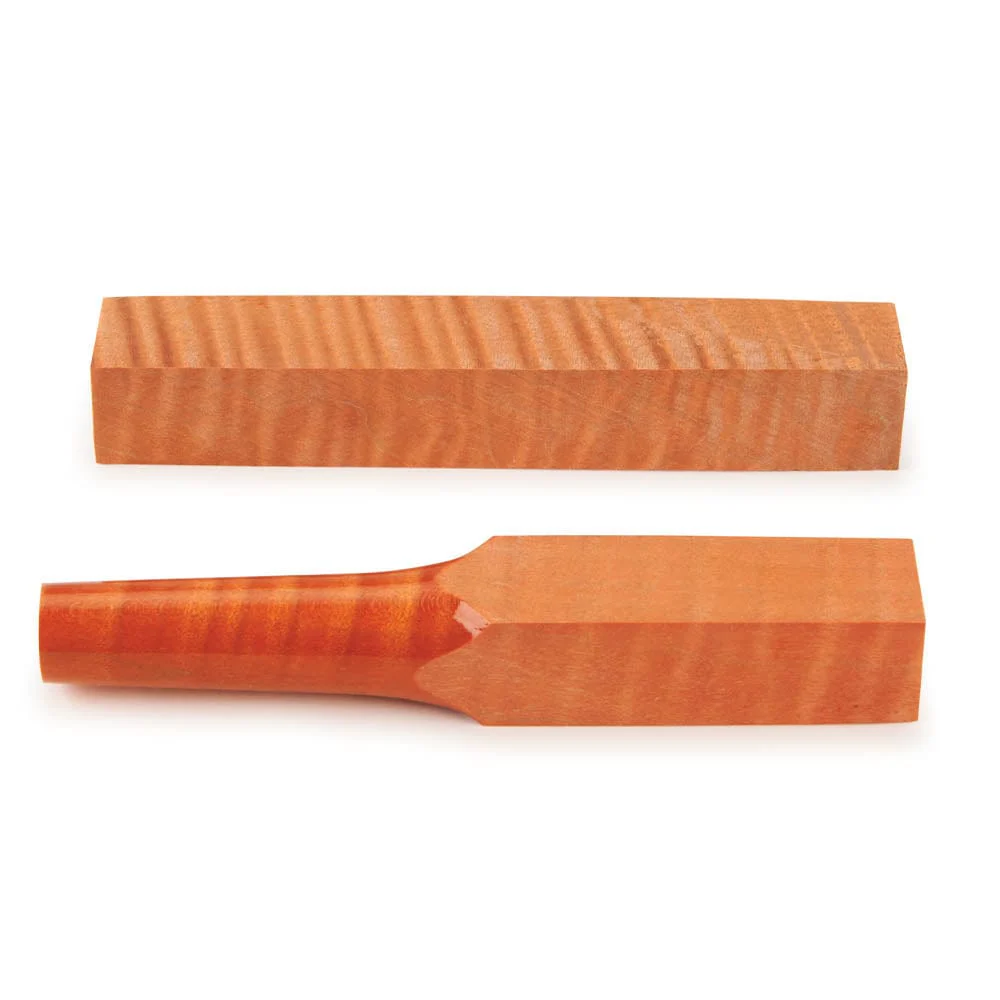 Stabilized & Dyed Curly Maple Pen Blank - 3/4" x 3/4" x 5" - Orange - Image 1