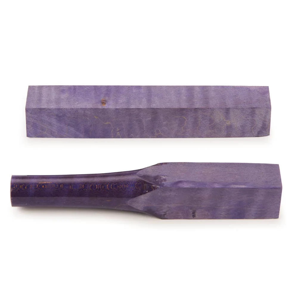 Stabilized & Dyed Curly Maple Pen Blank - 3/4" x 3/4" x 5" - Violet - Image 1