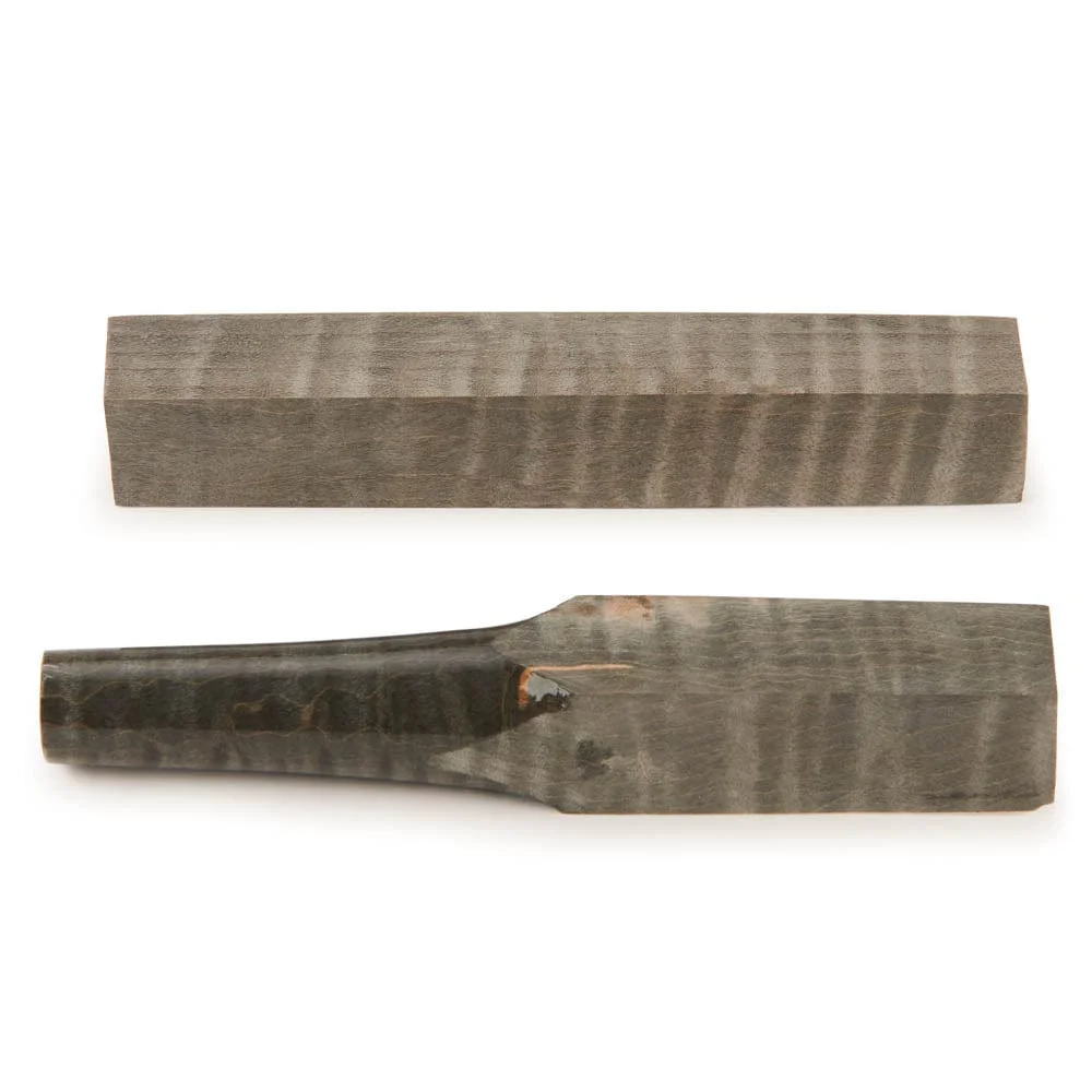 Stabilized & Dyed Curly Maple Pen Blank - 3/4" x 3/4" x 5" - Black - Image 1