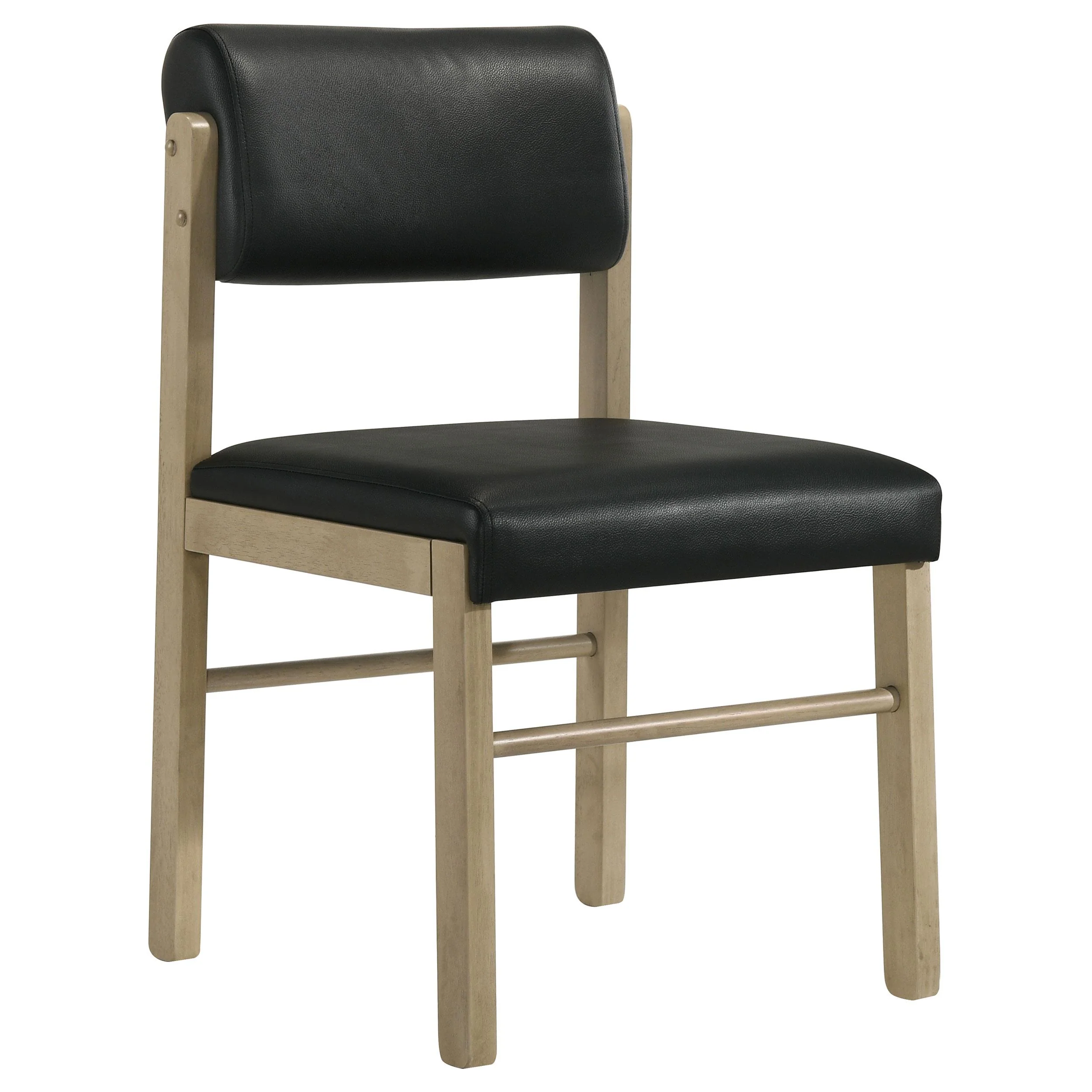 Kehoe Upholstered Dining Side Chair Black and Natural Oak (Set of 2) - Image 3