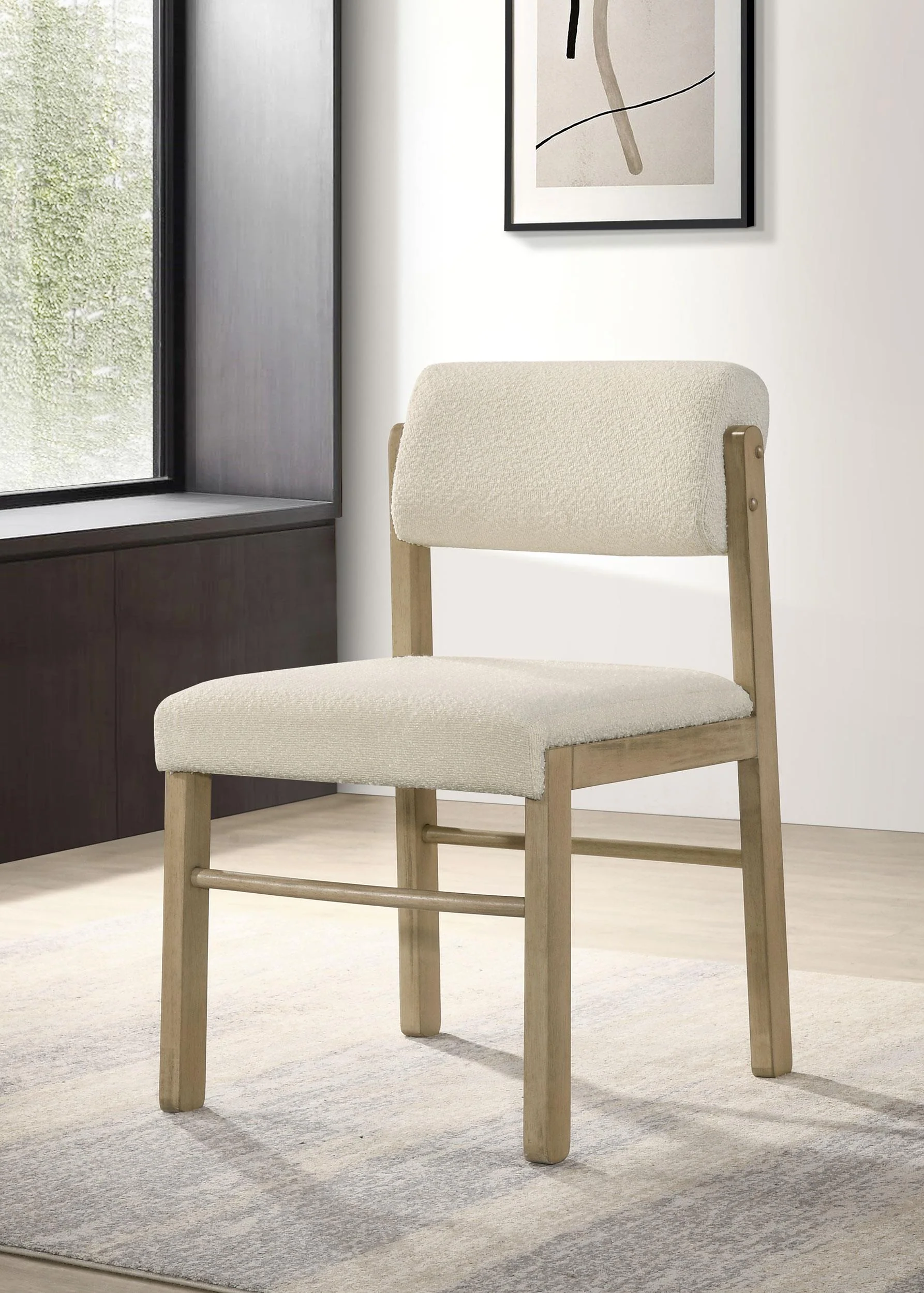 Kehoe Upholstered Dining Side Chair Cream and Natural Oak (Set of 2) - Image 2