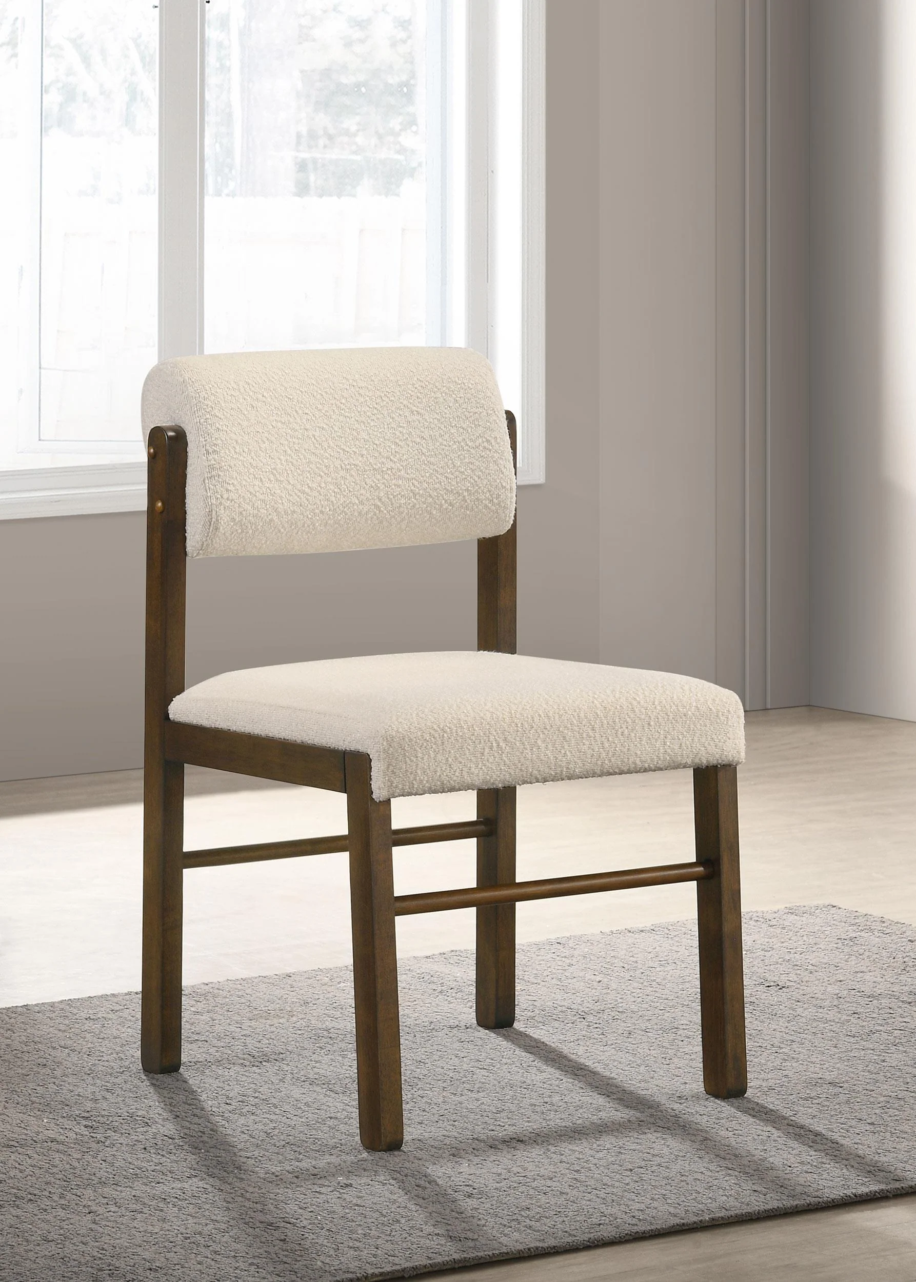 Kehoe Upholstered Dining Side Chair Cream and Walnut (Set of 2) - Image 2