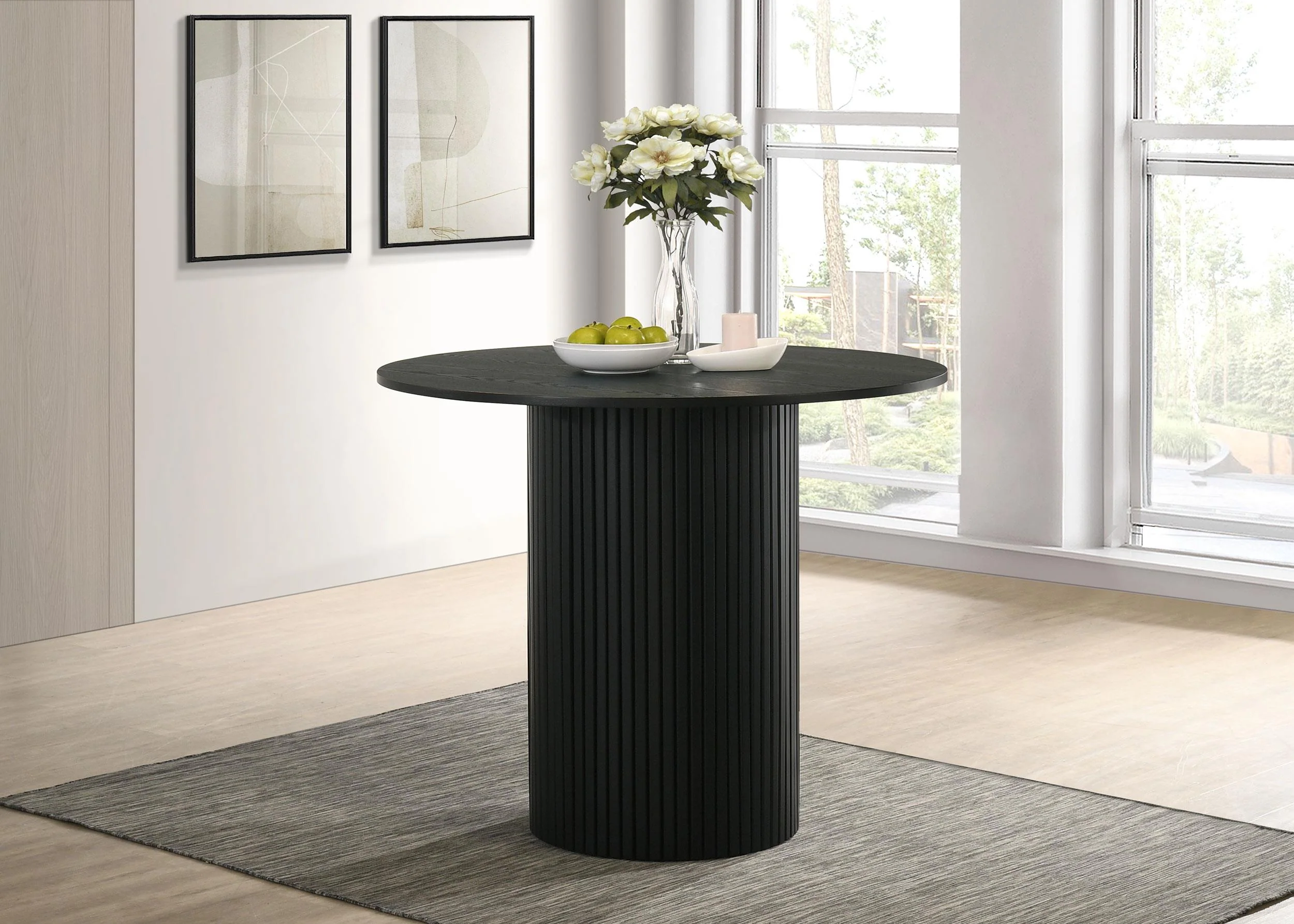 Hamlyn 43-inch Round Wood Counter Height Dining Table Black - Image 2