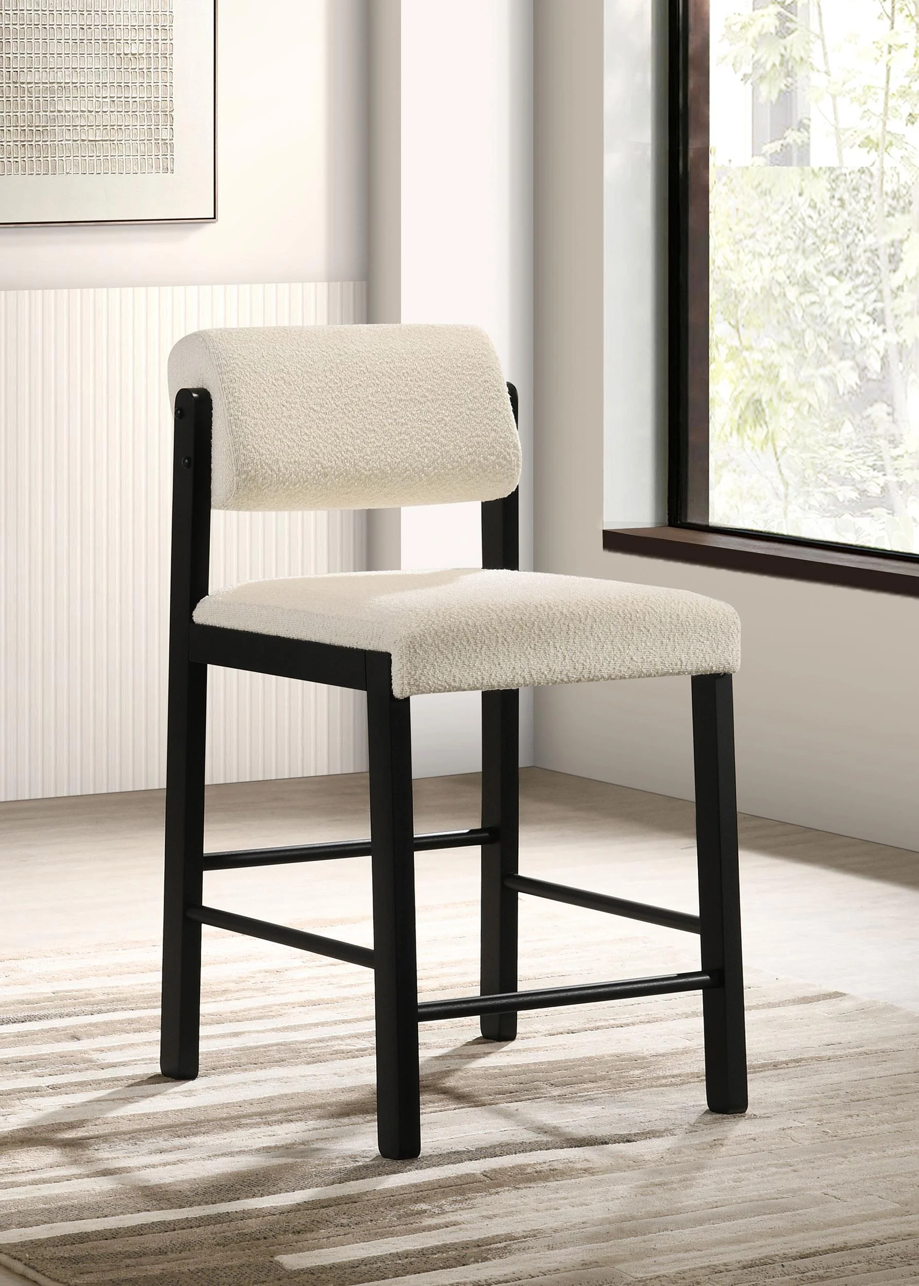 Kehoe Upholstered Counter Height Chair Cream and Black (Set of 2) - Image 2