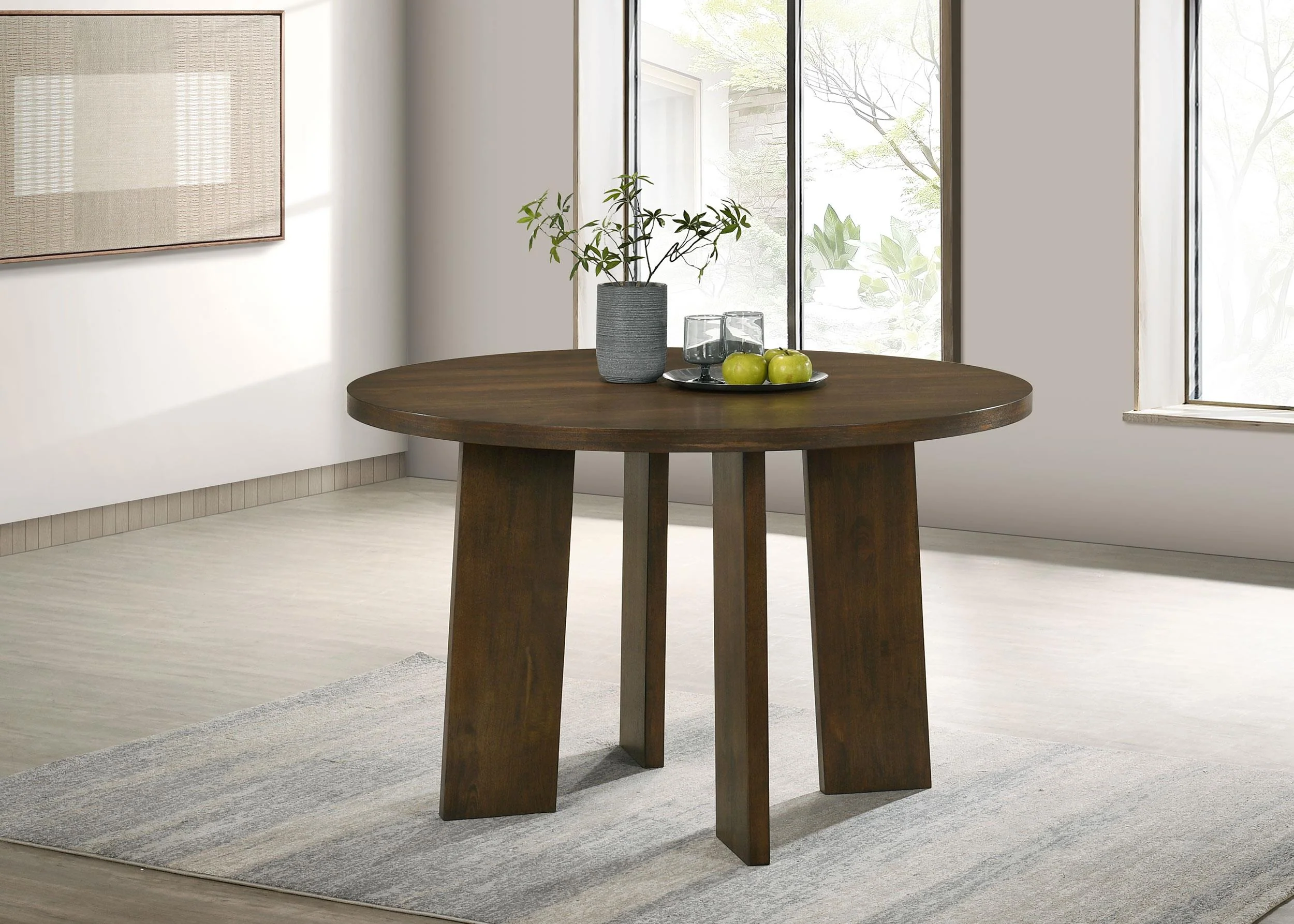 Strouse 47-inch Round Wood Dining Room Table Walnut - Image 2