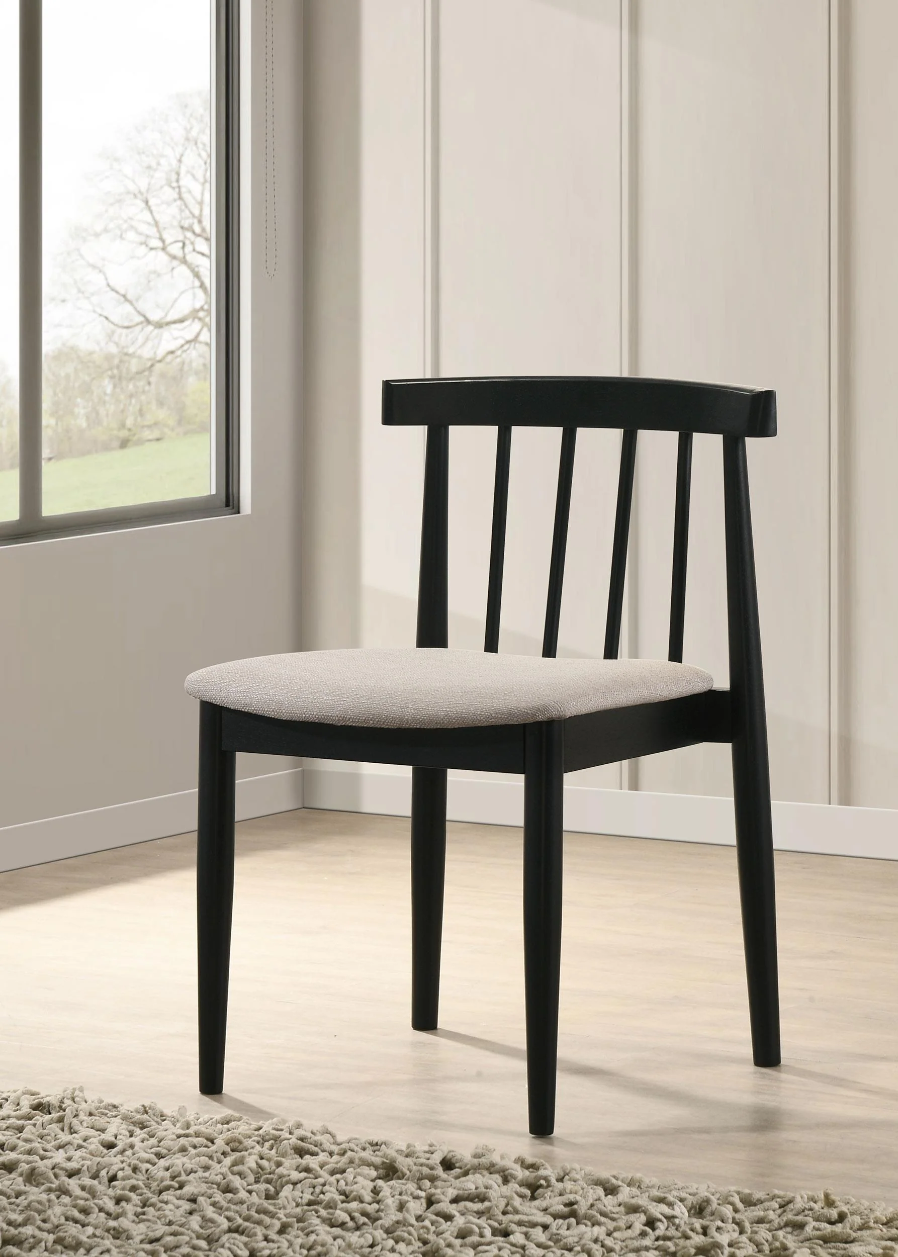 Cullen Dining Side Chair Upholstered Seat Black (Set of 2) - Image 2