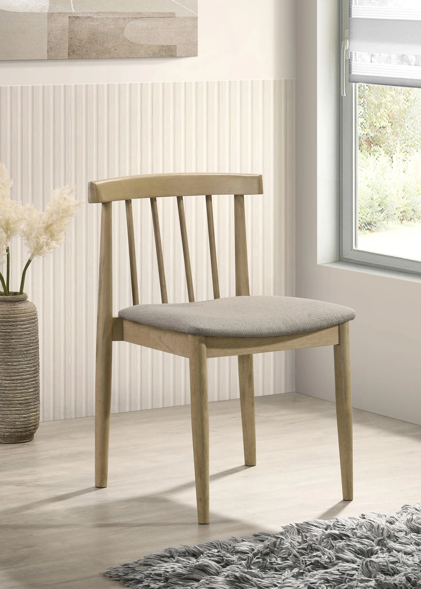 Cullen Dining Side Chair Upholstered Seat Natural Oak (Set of 2) - Image 2
