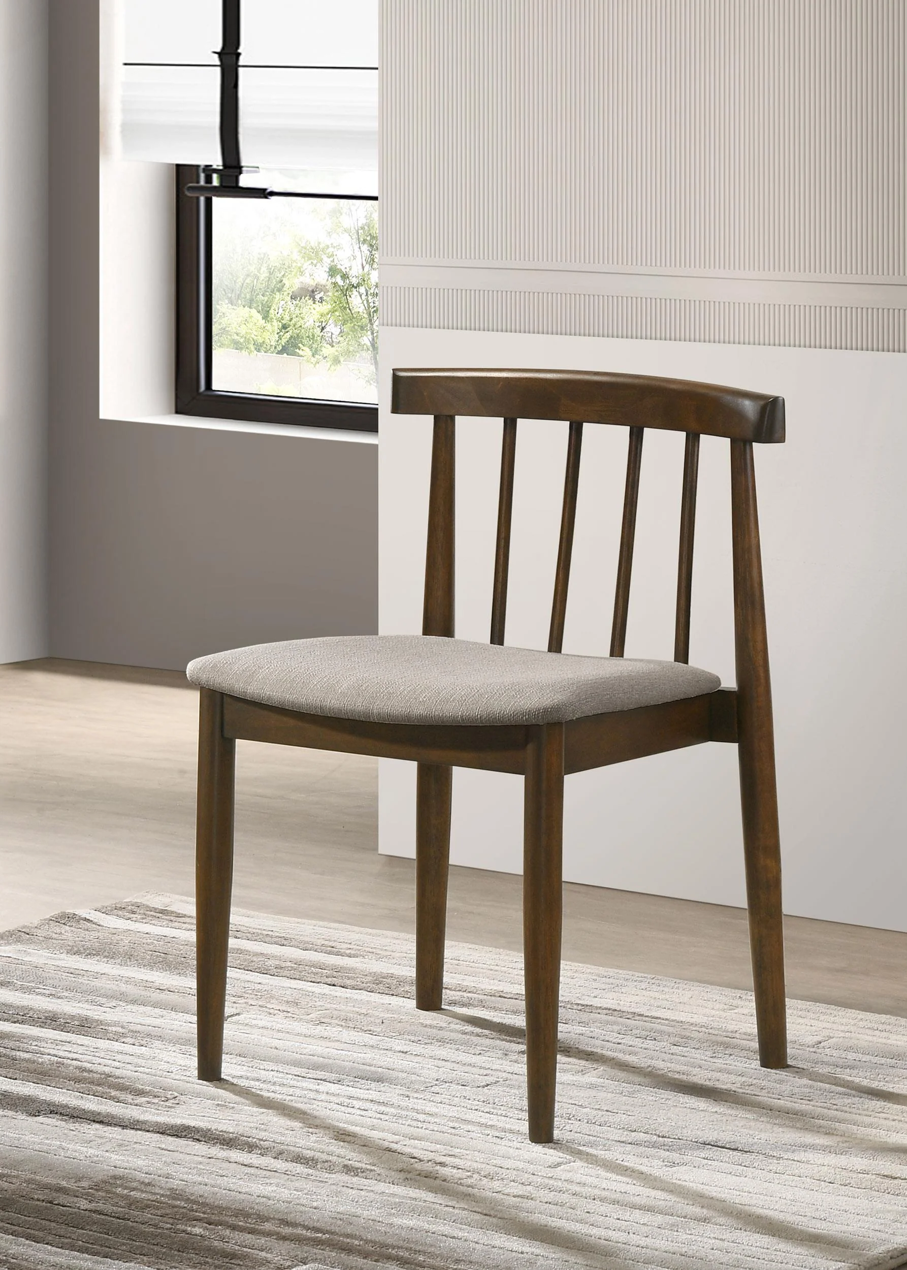 Cullen Dining Side Chair Upholstered Seat Dark Walnut (Set of 2) - Image 2