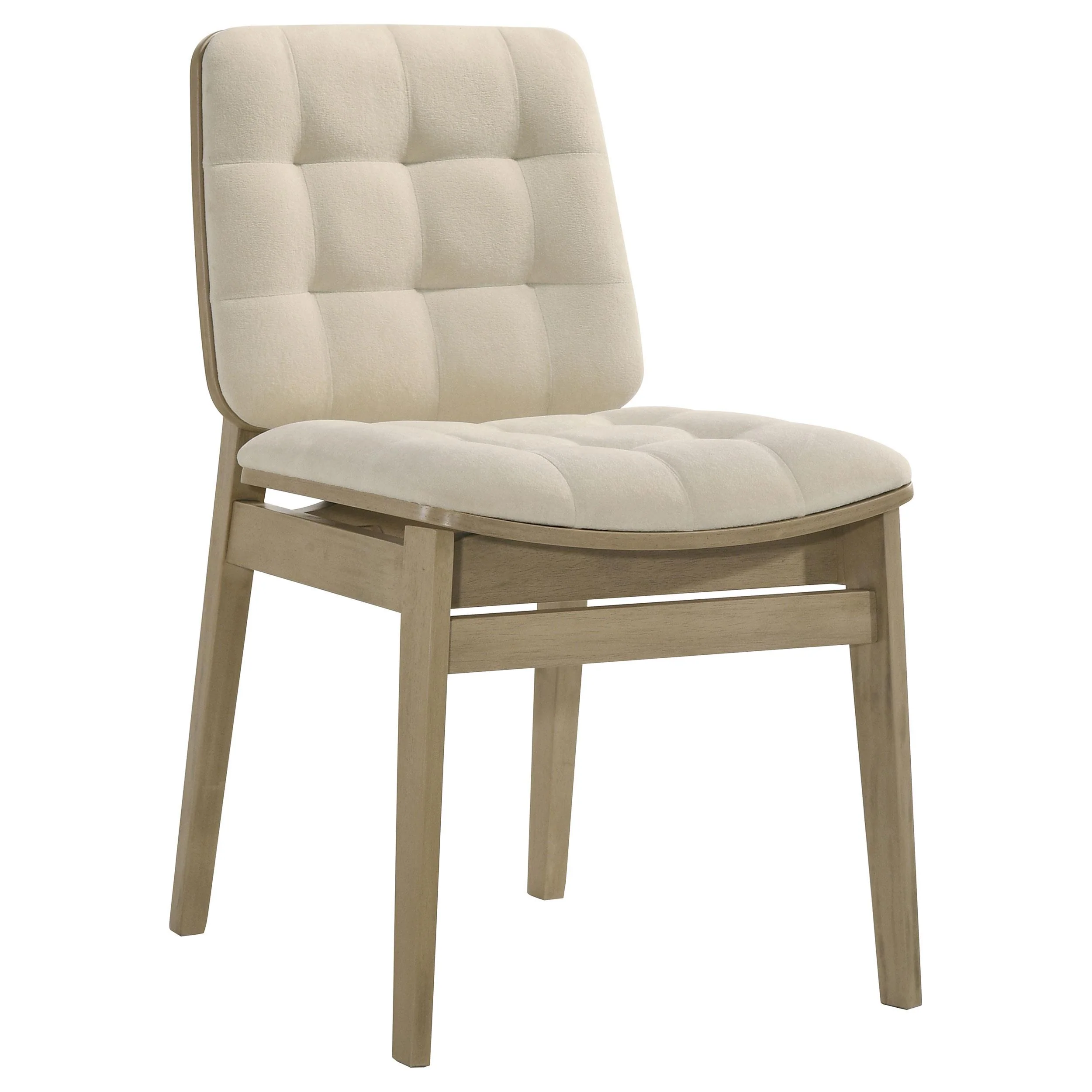 Redbridge Velvet Upholstered Side Chair Cream and Natural Oak (Set of 2) - Image 3