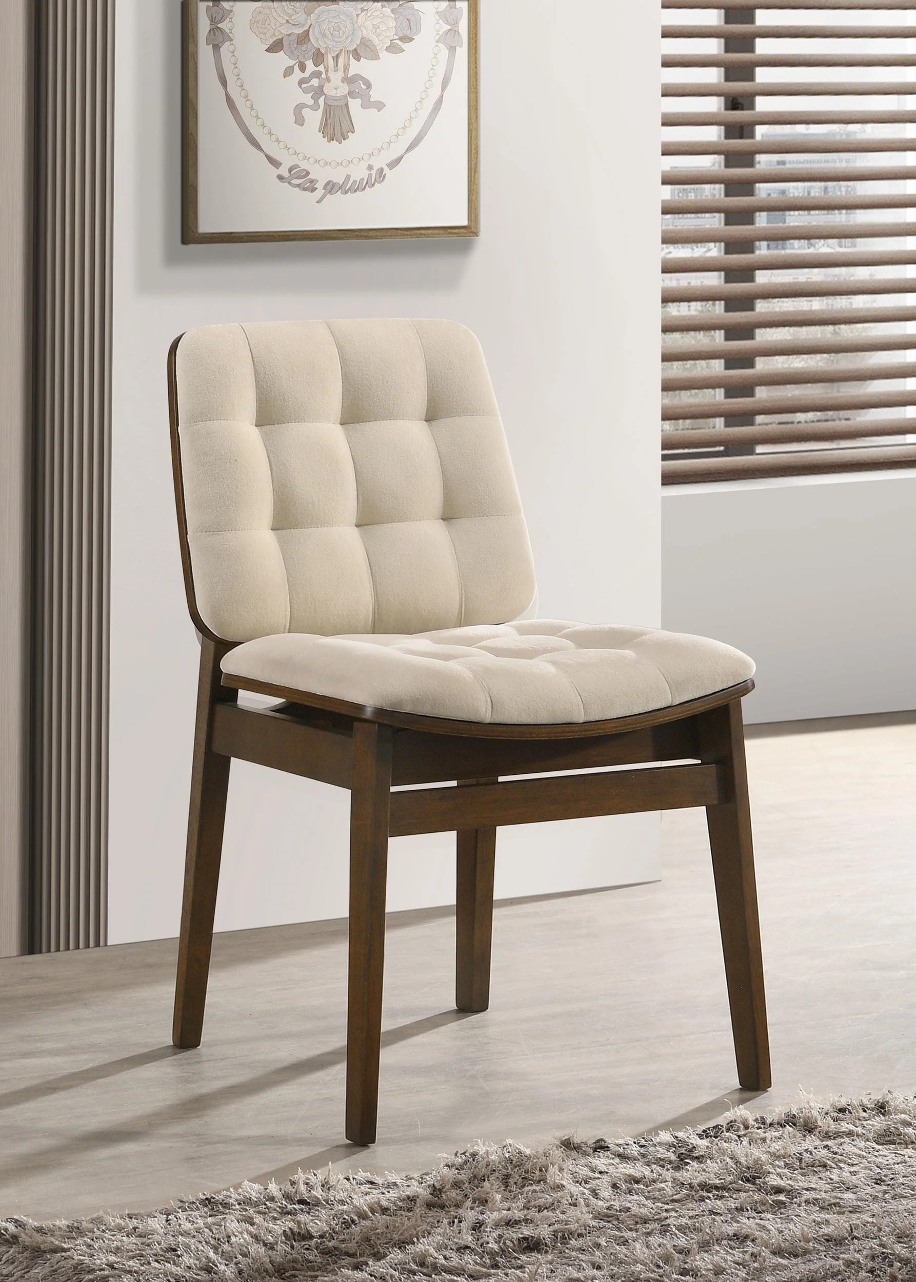 Redbridge Velvet Upholstered Side Chair Cream and Walnut (Set of 2) - Image 2