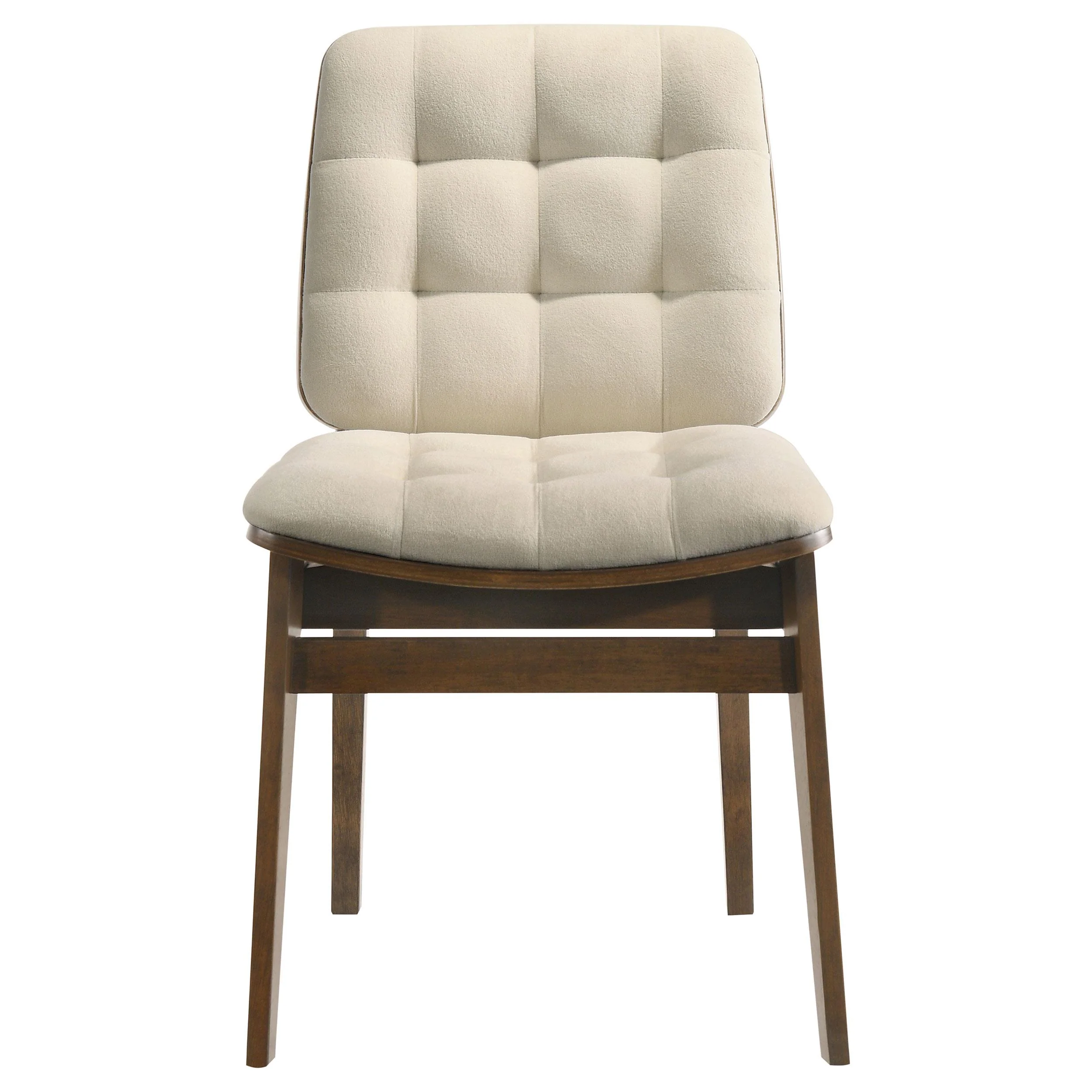 Redbridge Velvet Upholstered Side Chair Cream and Walnut (Set of 2) - Image 3