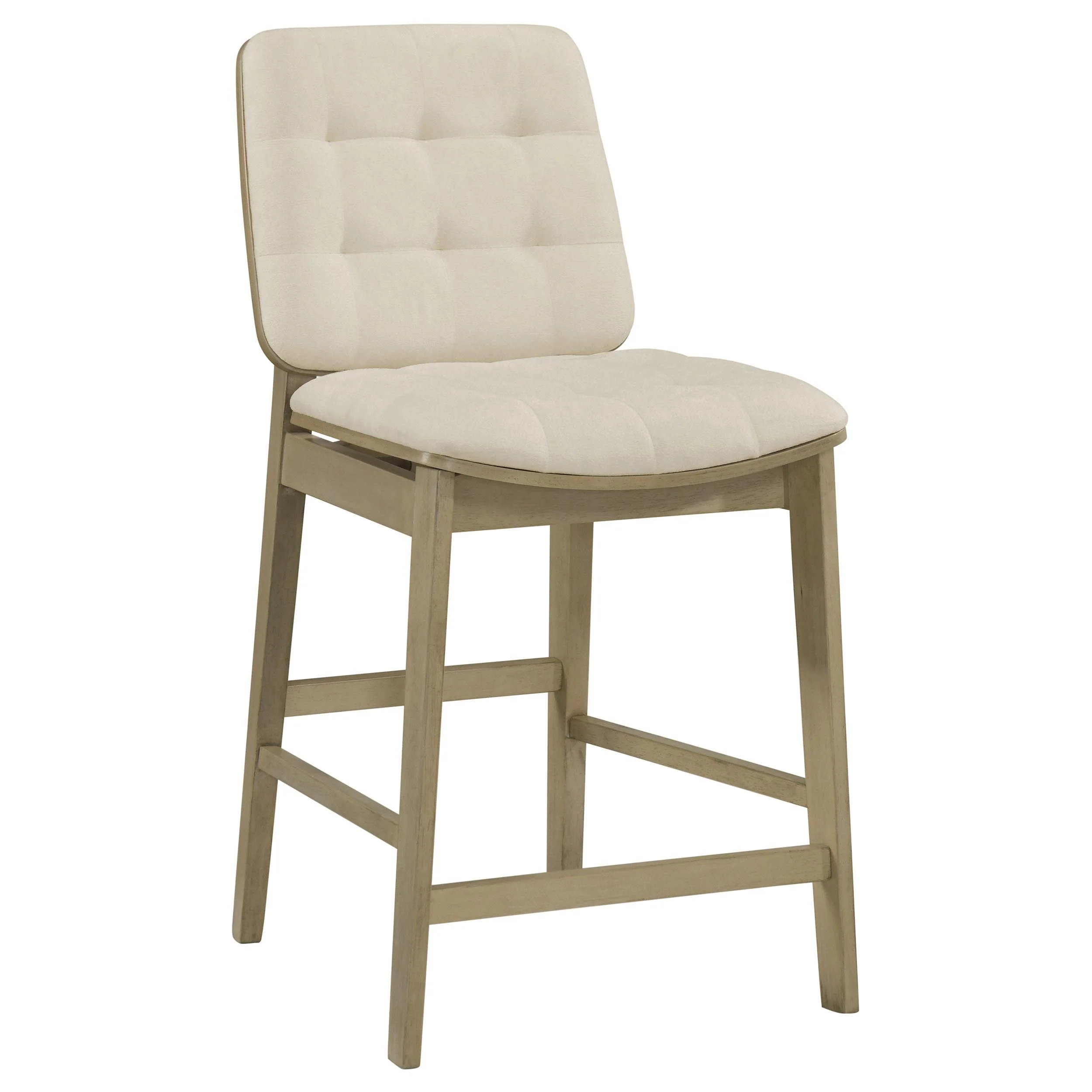Redbridge Velvet Upholstered Counter Chair Cream and Natural Oak (Set of 2) - Image 2