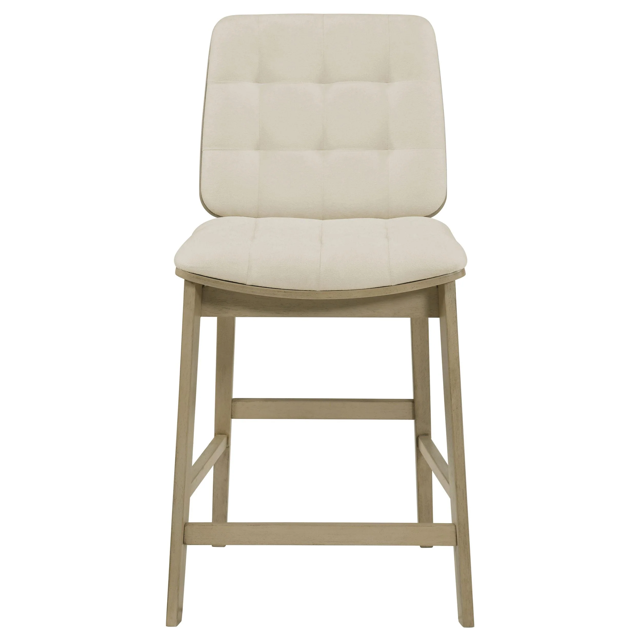 Redbridge Velvet Upholstered Counter Chair Cream and Natural Oak (Set of 2) - Image 3