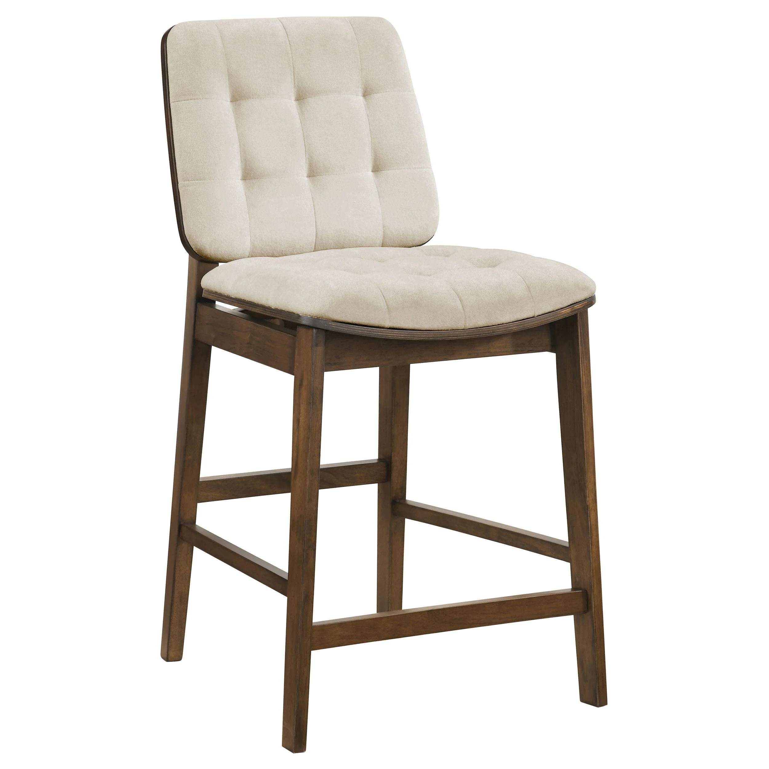 Redbridge Velvet Upholstered Counter Chair Cream and Walnut (Set of 2) - Image 2