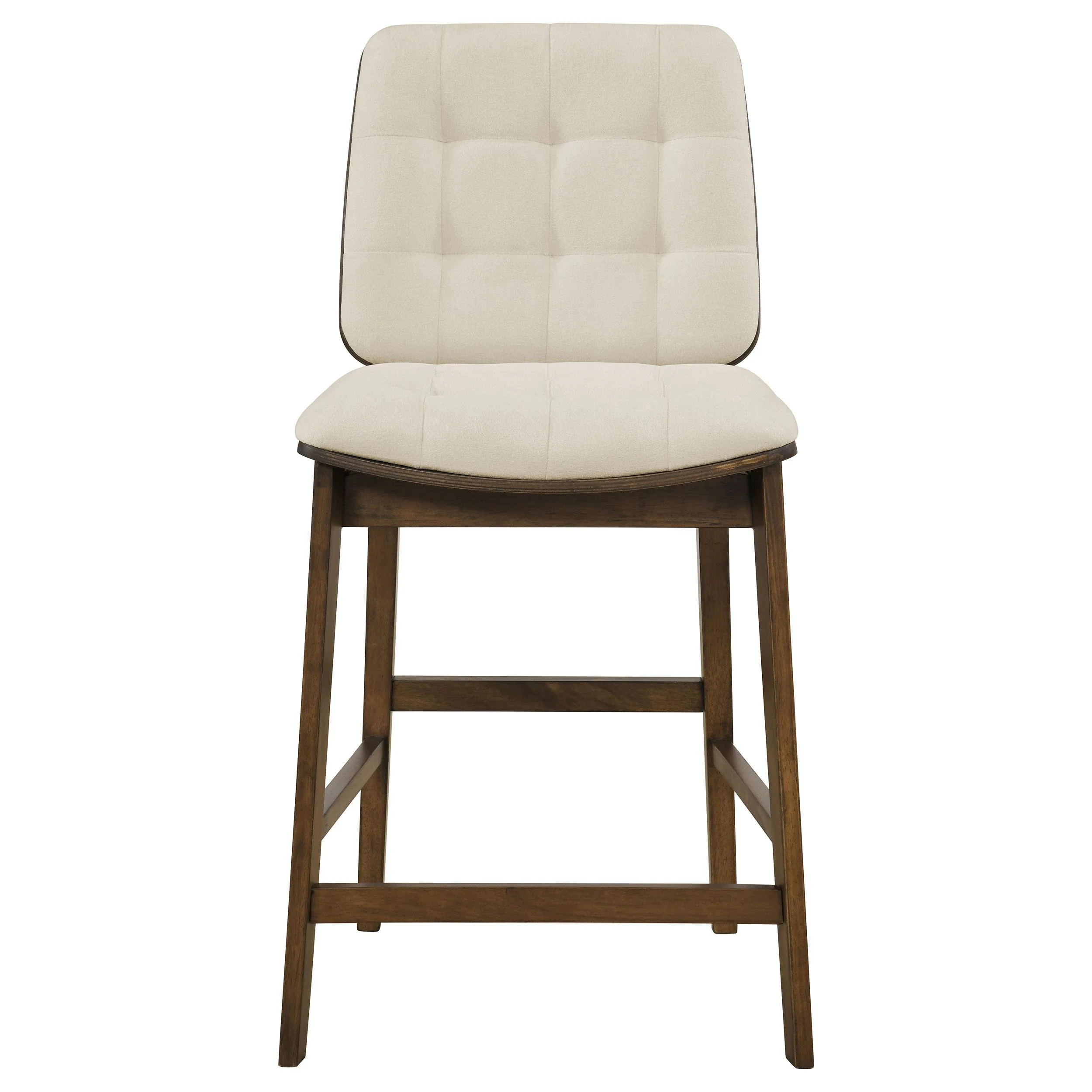 Redbridge Velvet Upholstered Counter Chair Cream and Walnut (Set of 2) - Image 3