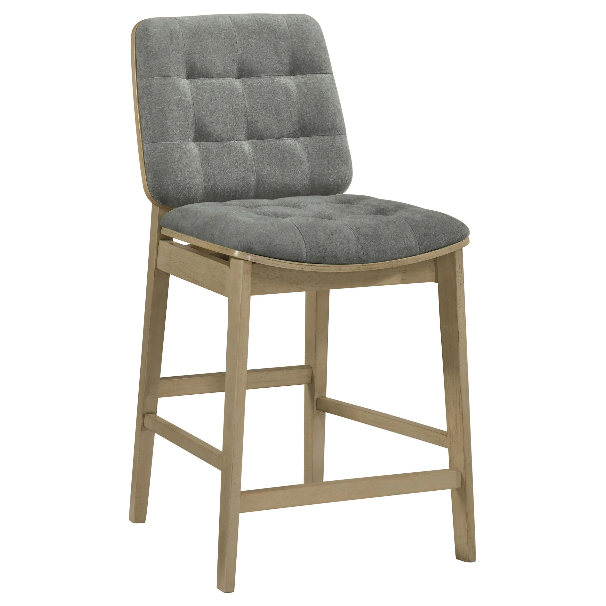 Redbridge Velvet Upholstered Counter Chair Grey and Natural Oak (Set of 2) - Image 2