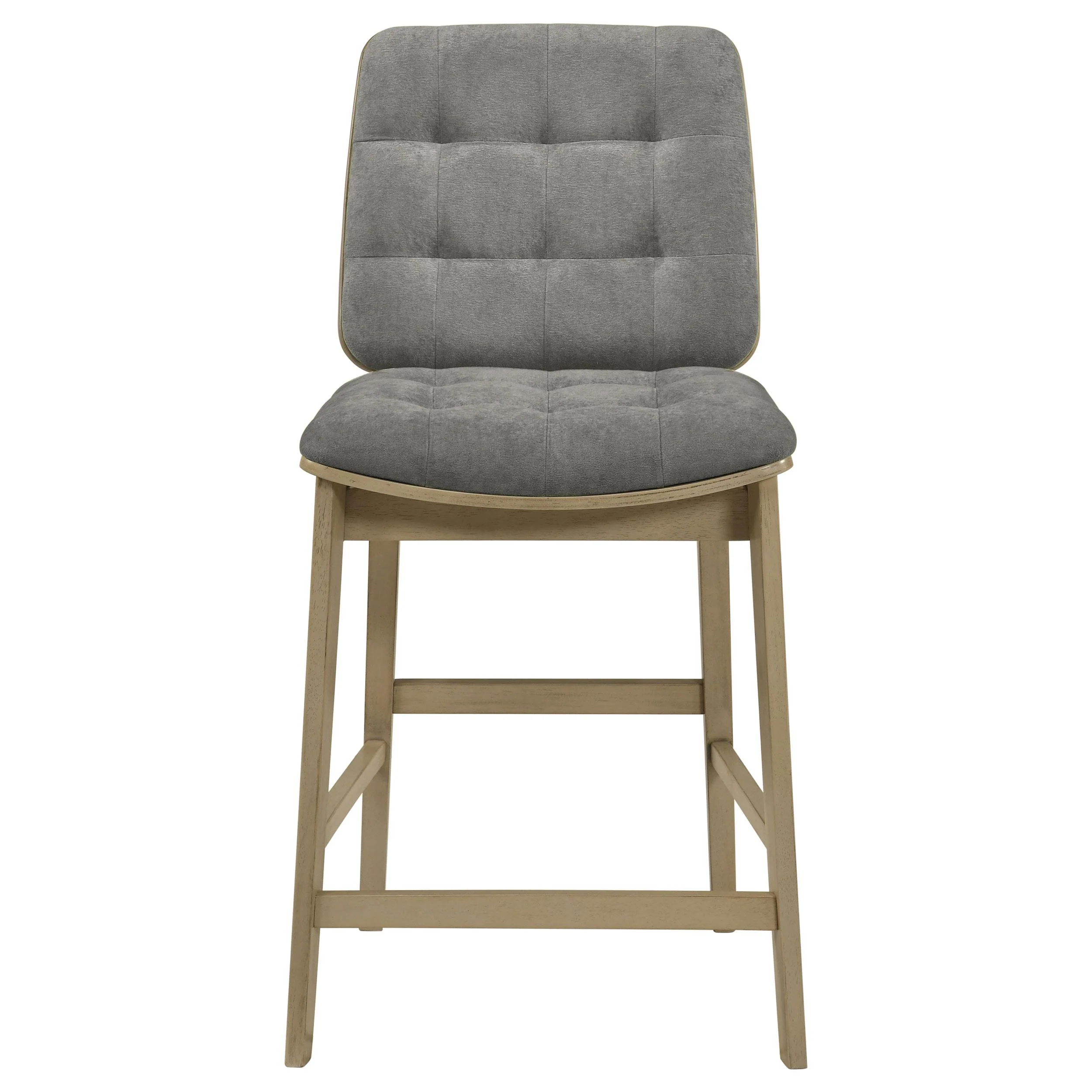 Redbridge Velvet Upholstered Counter Chair Grey and Natural Oak (Set of 2) - Image 3