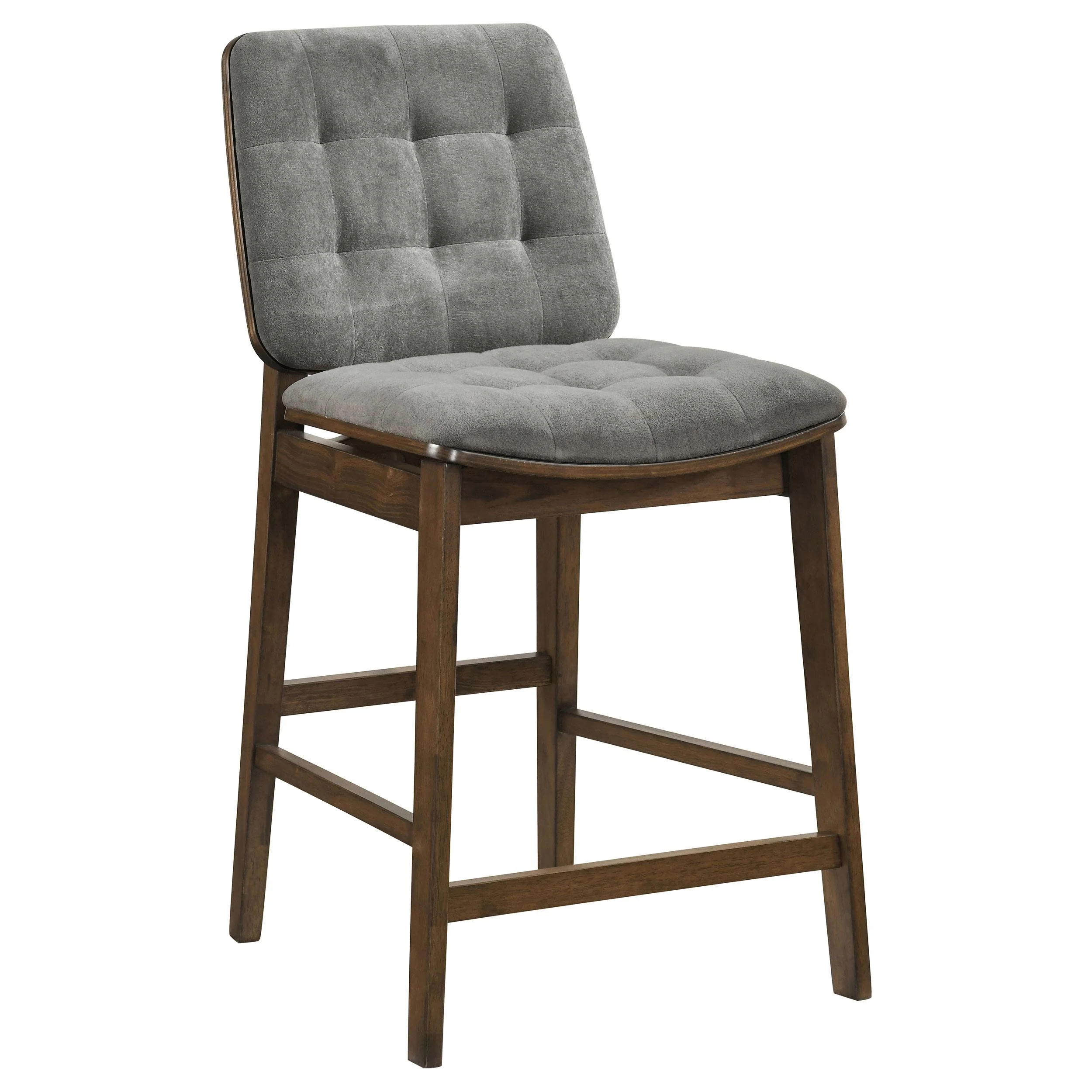 Redbridge Velvet Upholstered Counter Chair Grey and Walnut (Set of 2) - Image 2