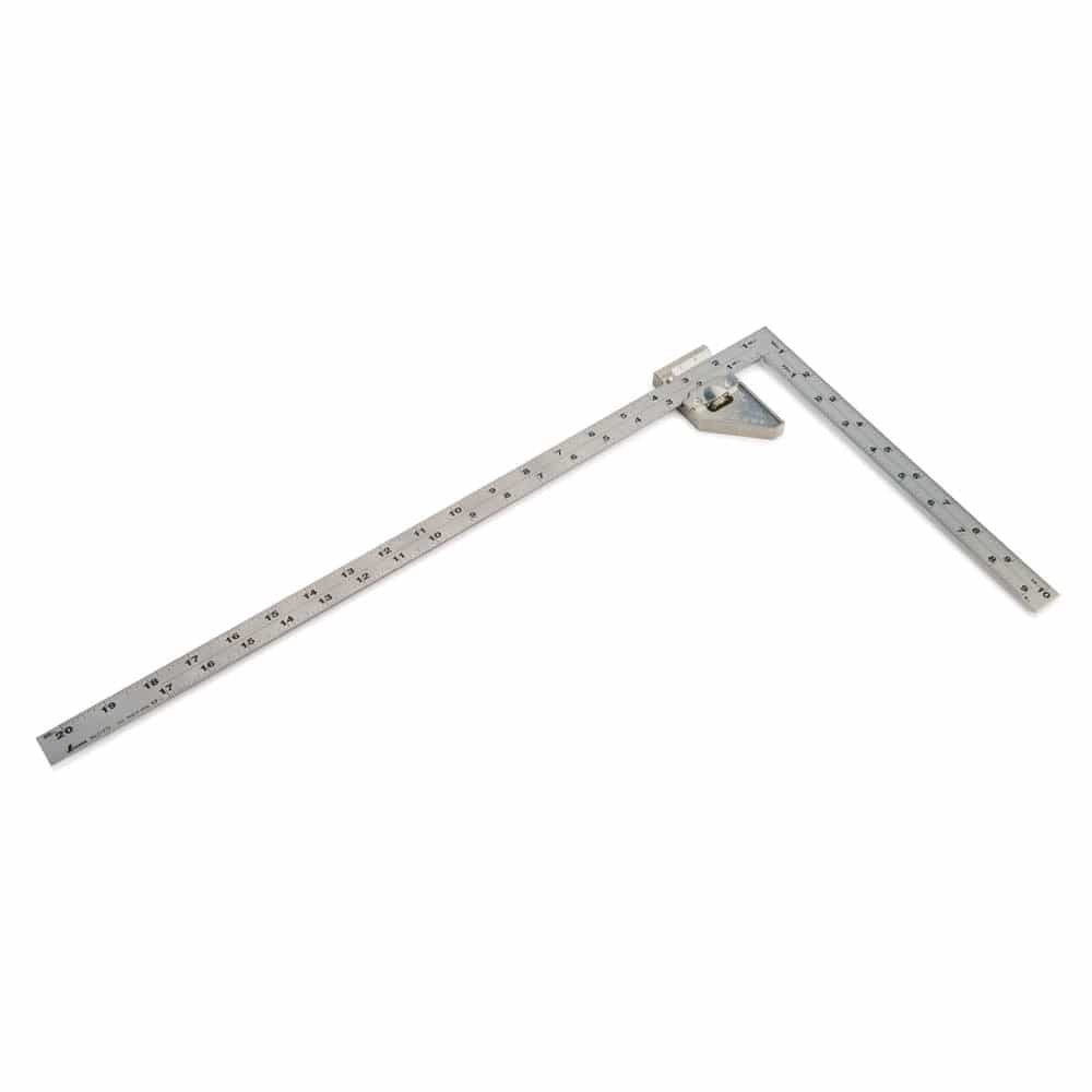 Wide Carpenter’s Square with Hard Chrome Finish and Metal Stopper – 20″ x 10″