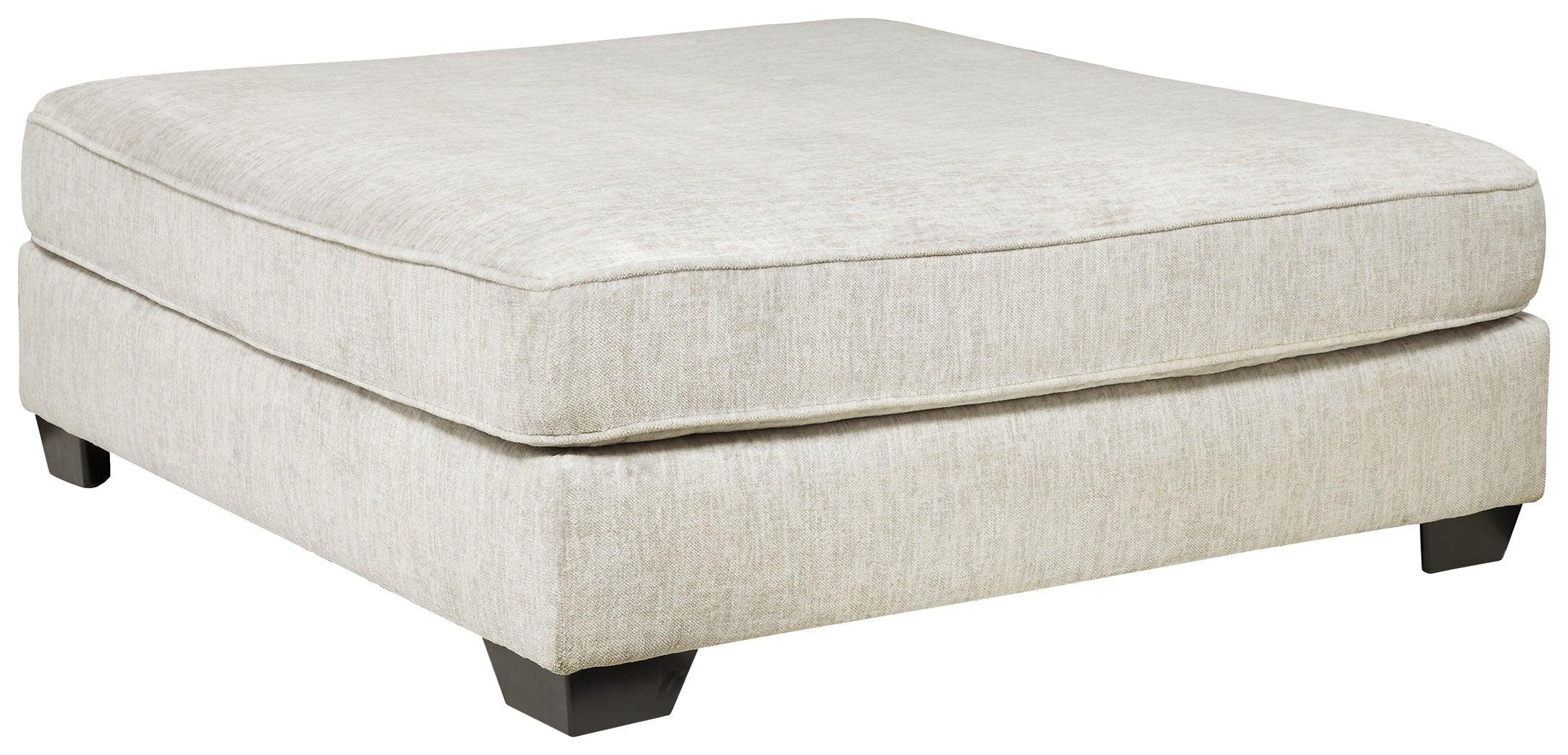 Rawcliffe Parchment Chenille Oversized Accent Ottoman - Image 2